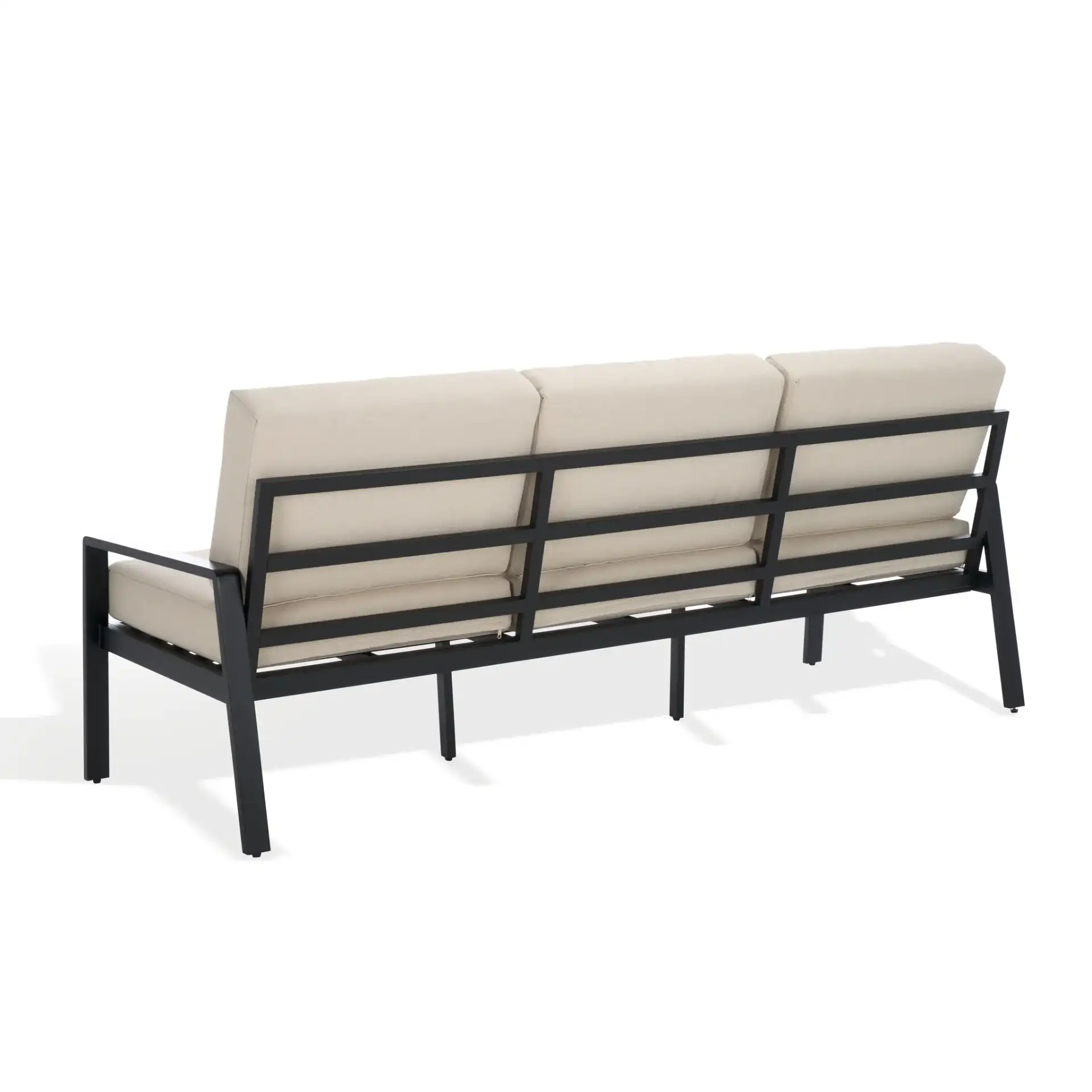 Guam Aluminum Outdoor Sofa in Black / Beige, detail view