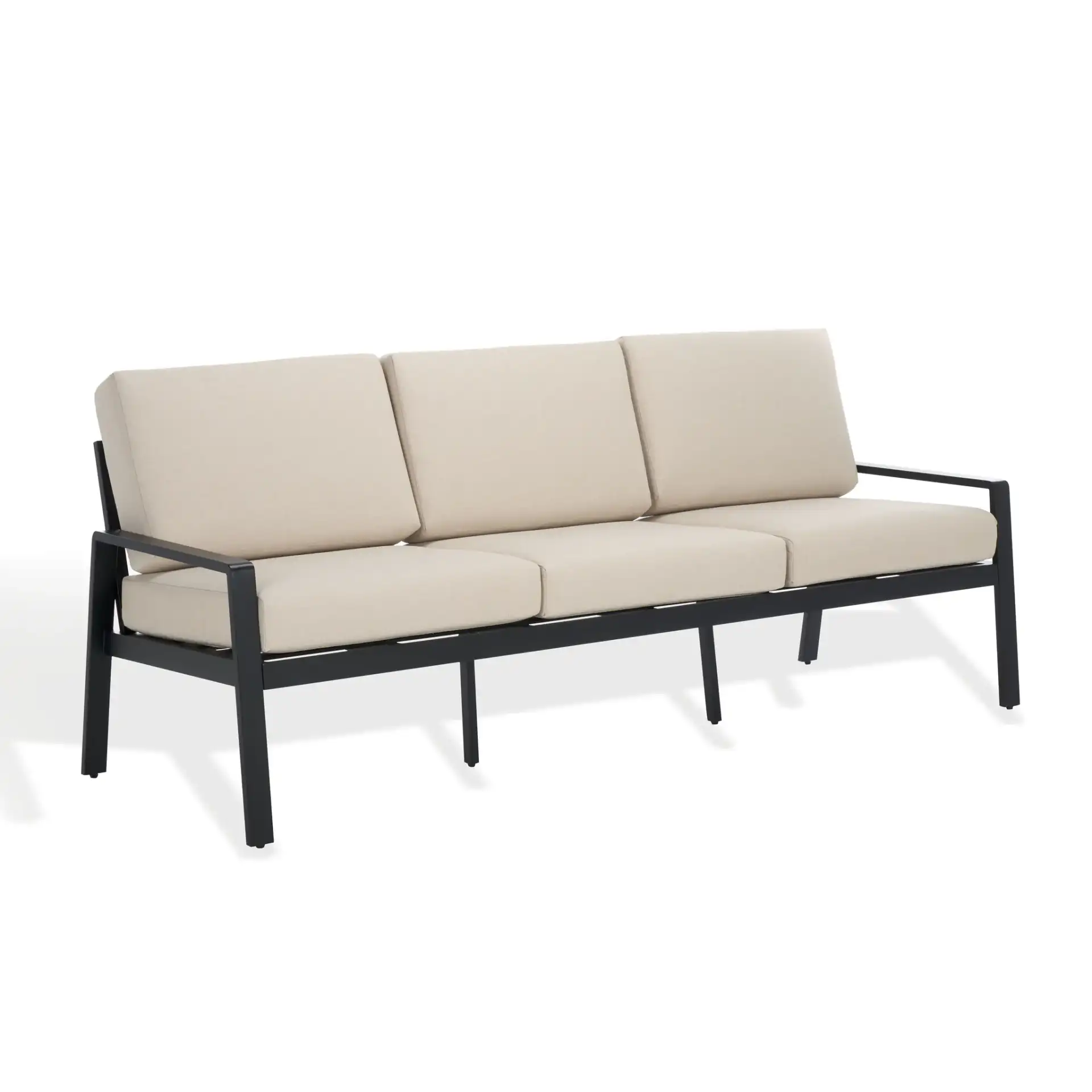 Guam Aluminum Outdoor Sofa in Black / Beige, detail view