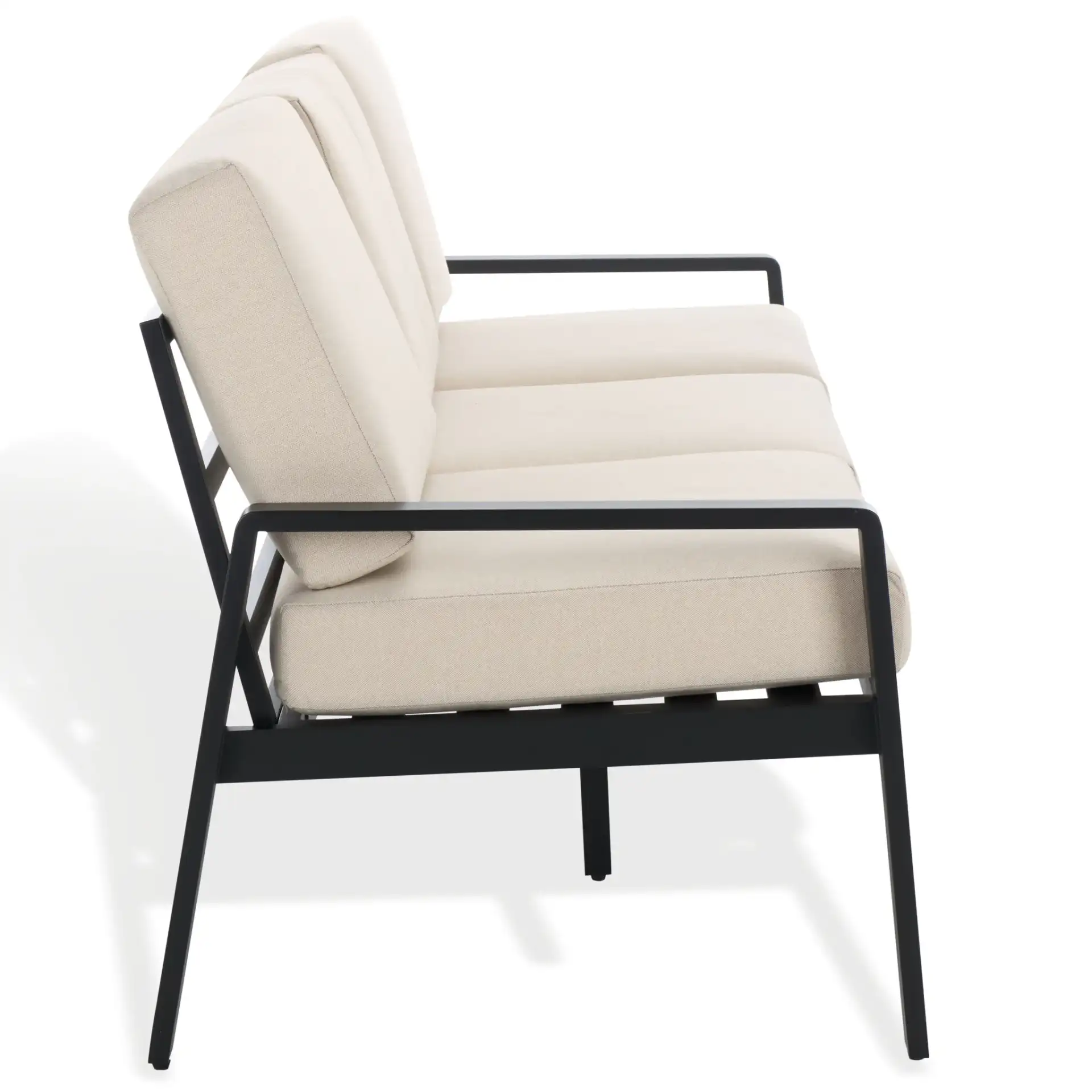 Guam Aluminum Outdoor Sofa in Black / Beige, detail view