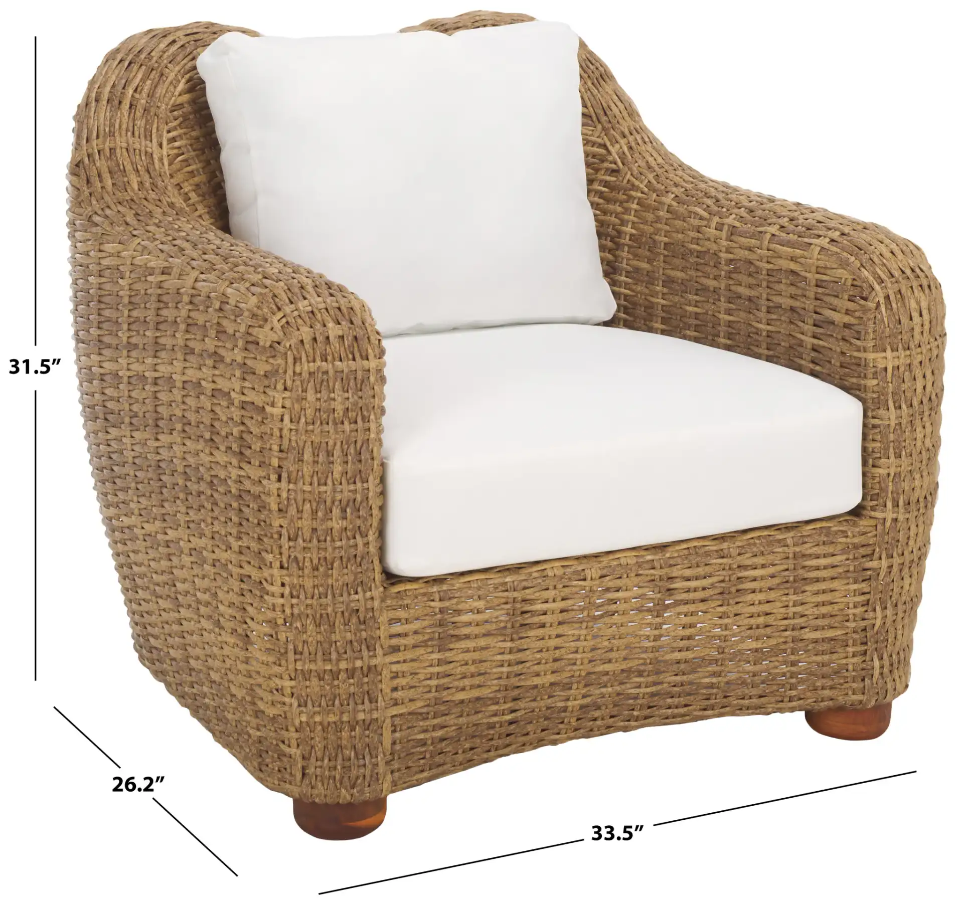 Melbourne Wicker Patio Chair in Natural / White, detail view