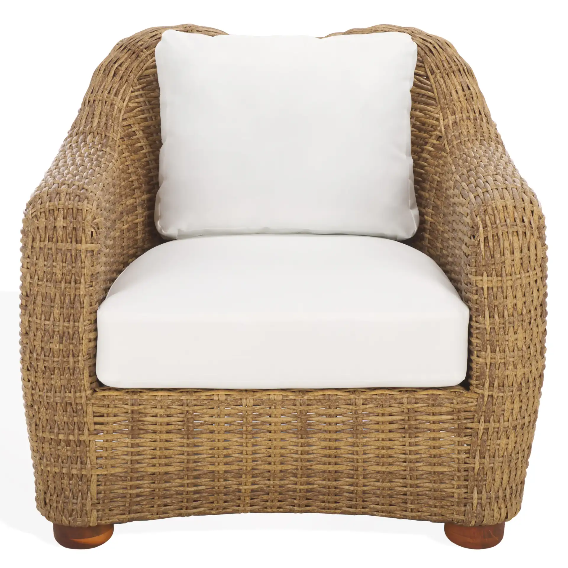 Melbourne Wicker Patio Chair in Natural / White, detail view