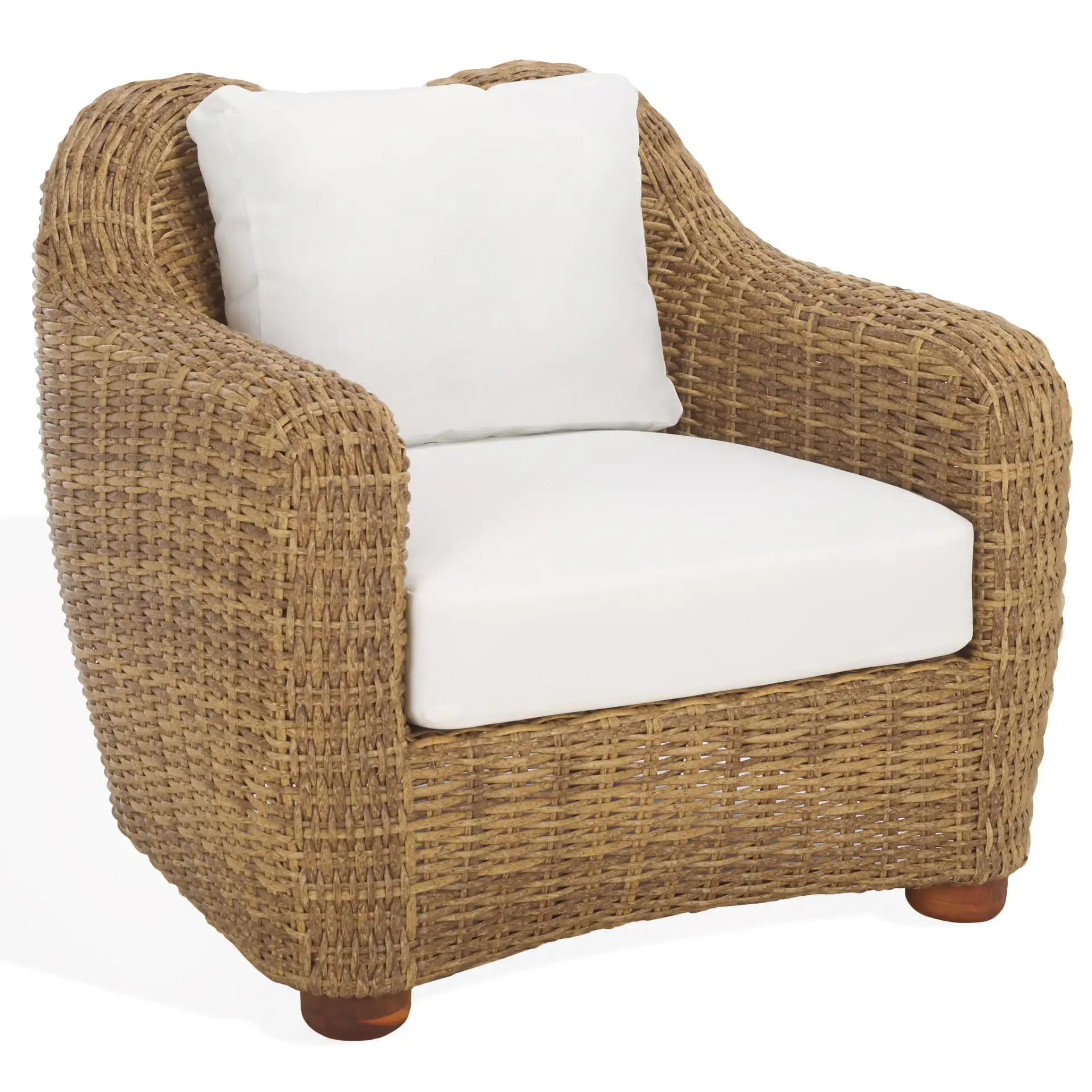 Melbourne Wicker Patio Chair in Natural / White