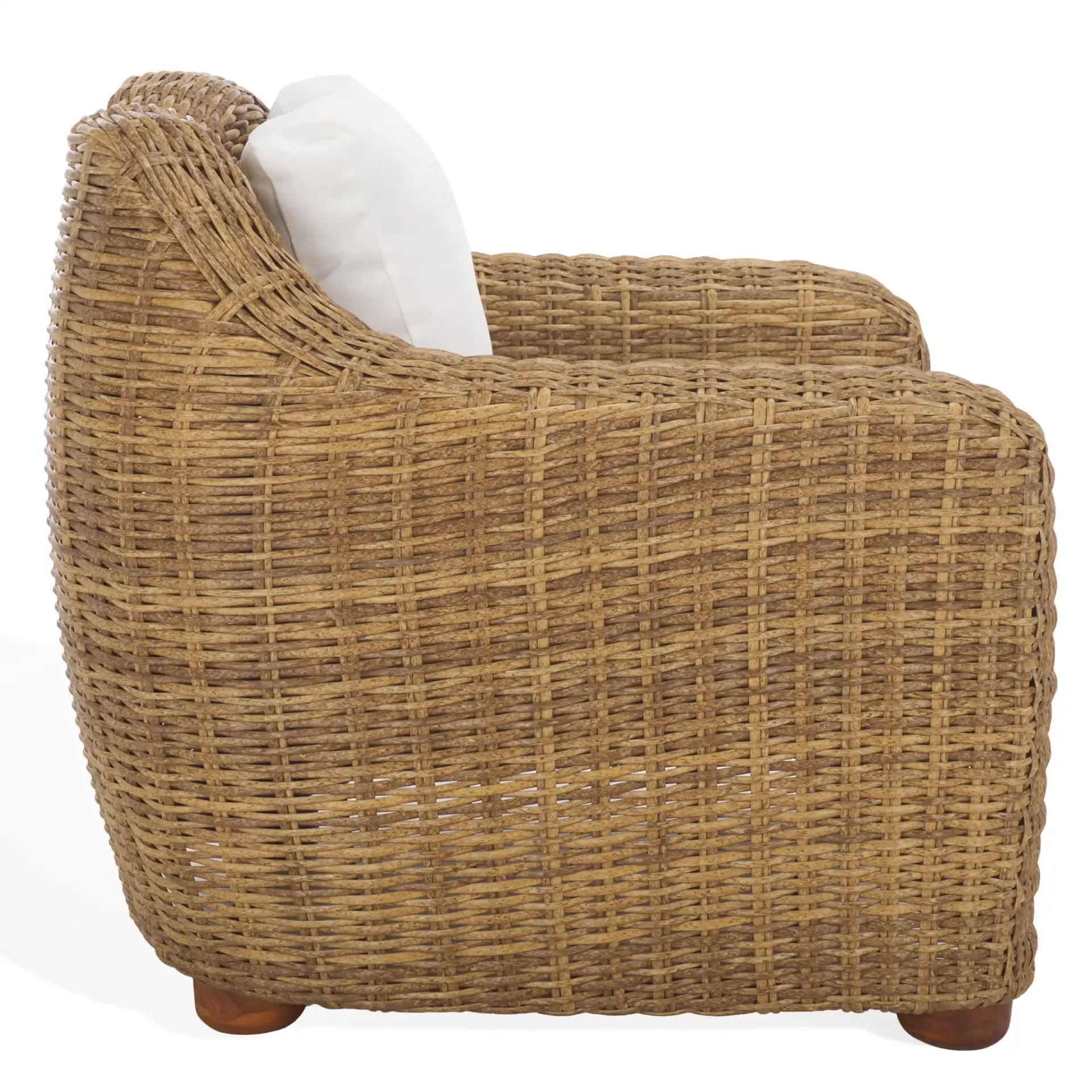 Melbourne Wicker Patio Chair in Natural / White, detail view