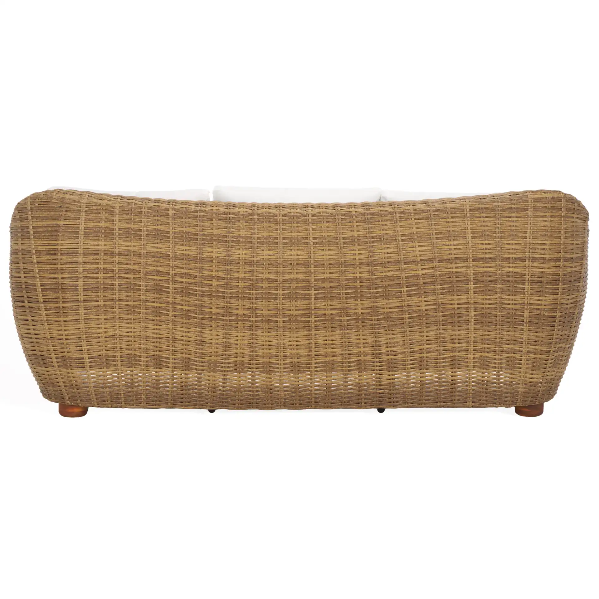 Melbourne Wicker Patio Sofa in Natural / White, detail view