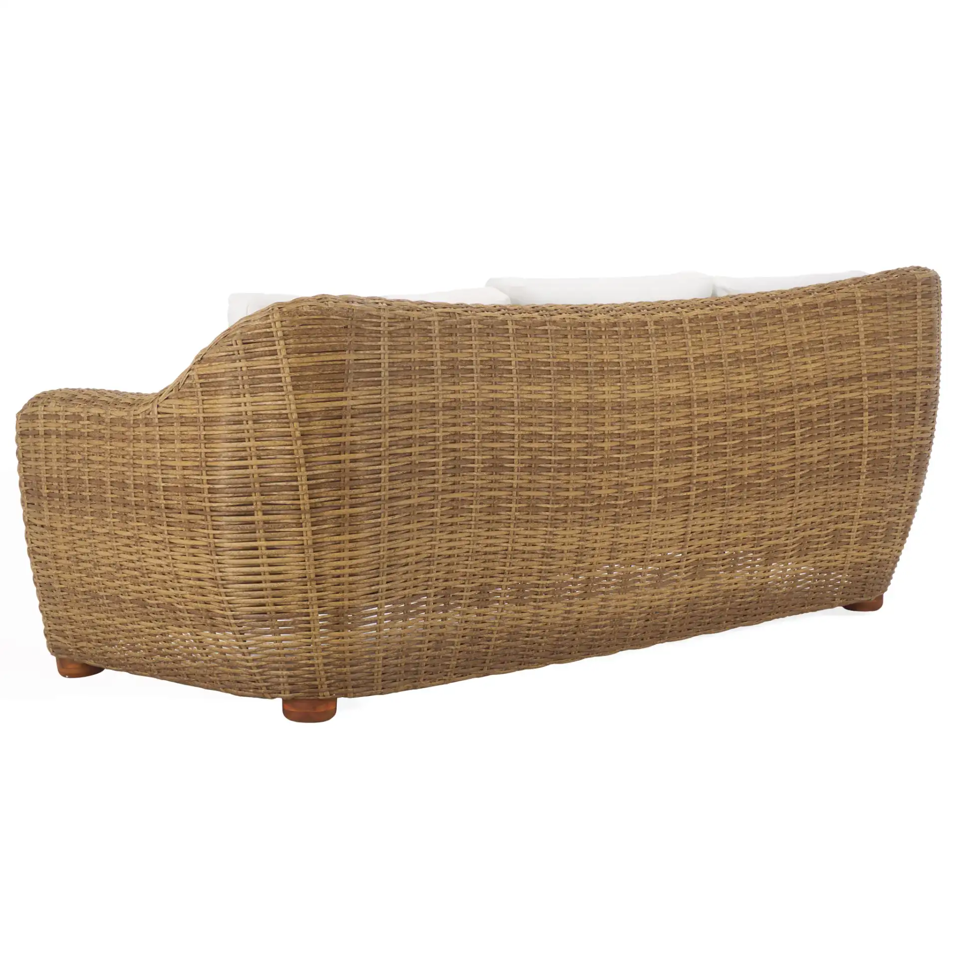 Melbourne Wicker Patio Sofa in Natural / White, detail view
