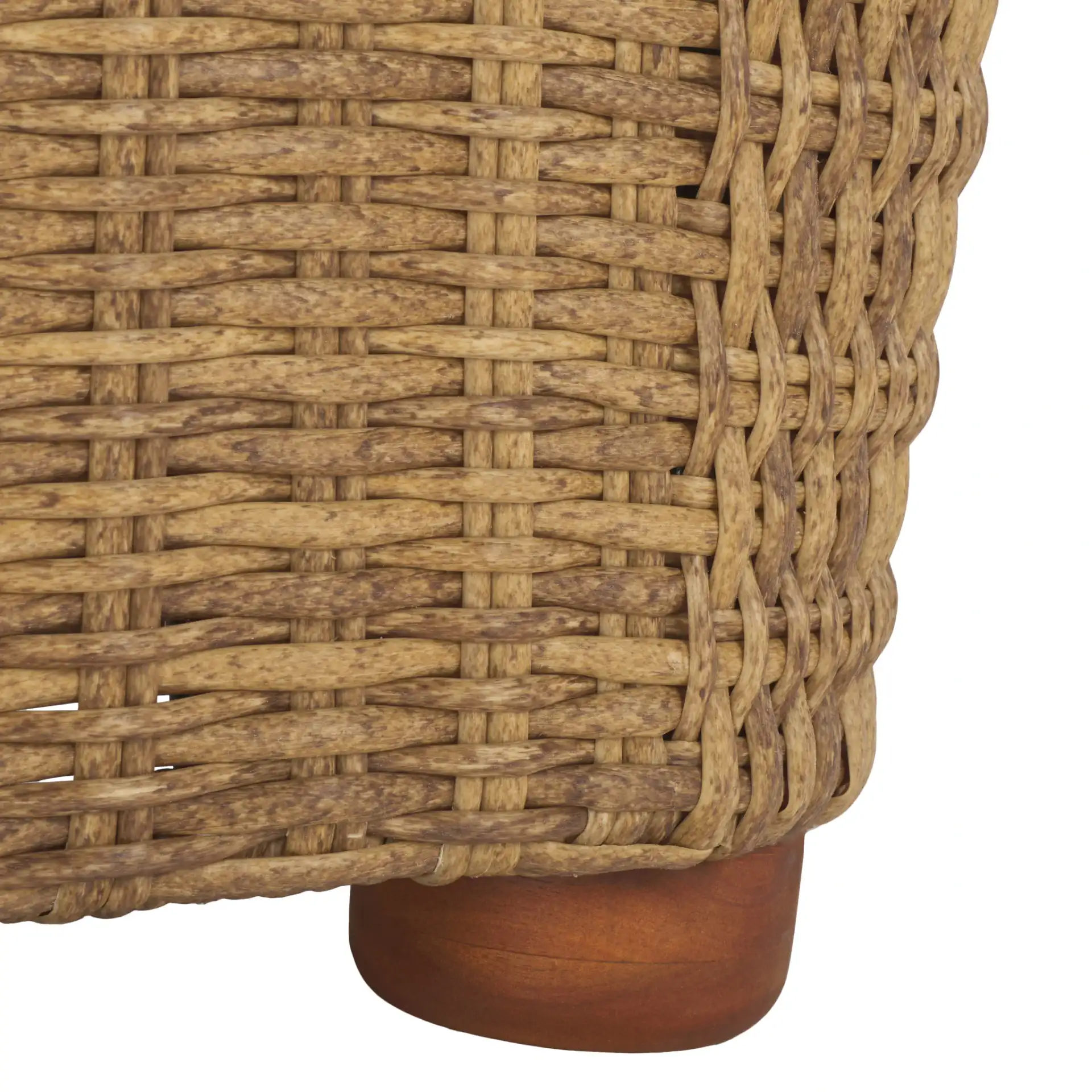 Melbourne Wicker Patio Sofa in Natural / White, detail view