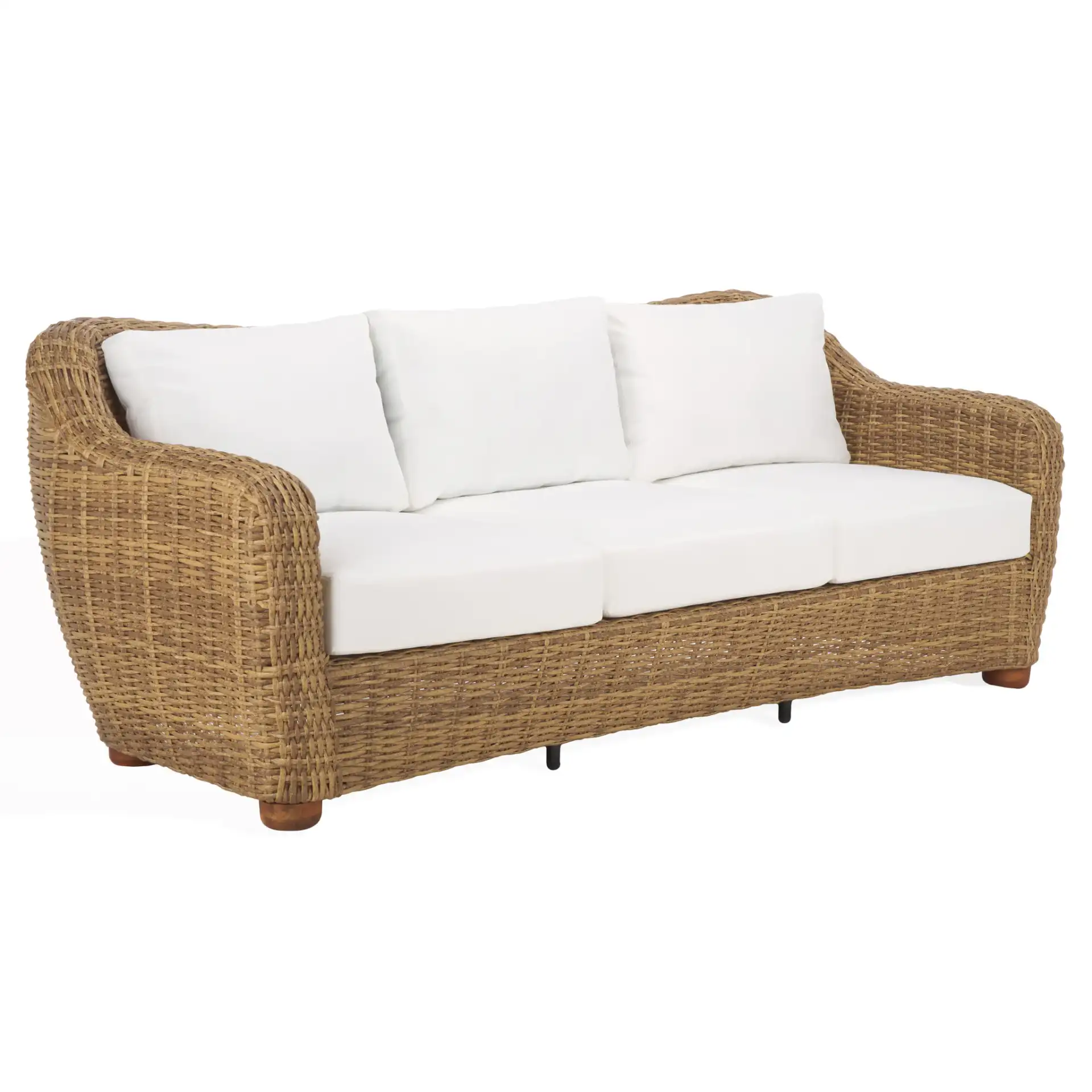 Melbourne Wicker Patio Sofa in Natural / White, detail view