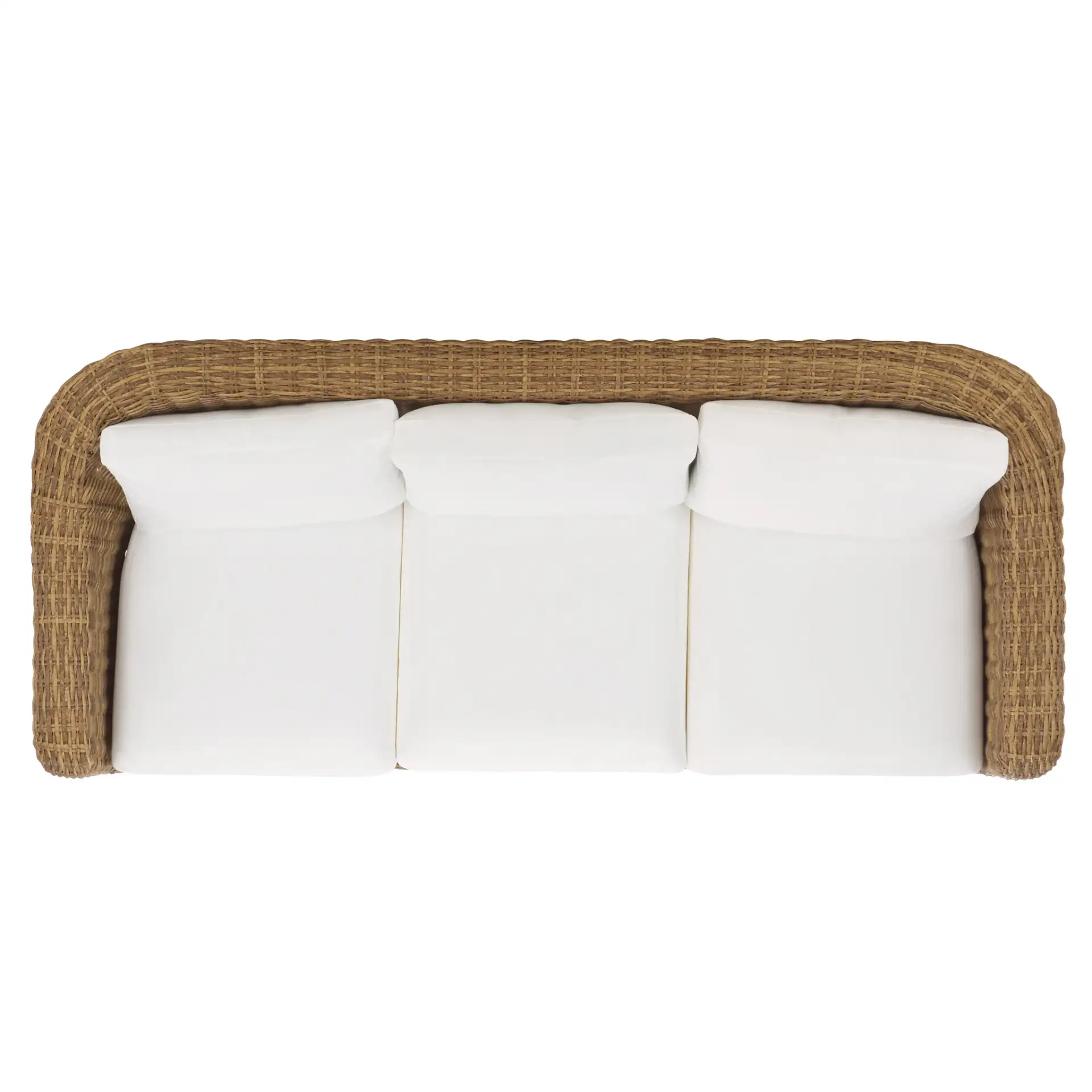 Melbourne Wicker Patio Sofa in Natural / White, detail view