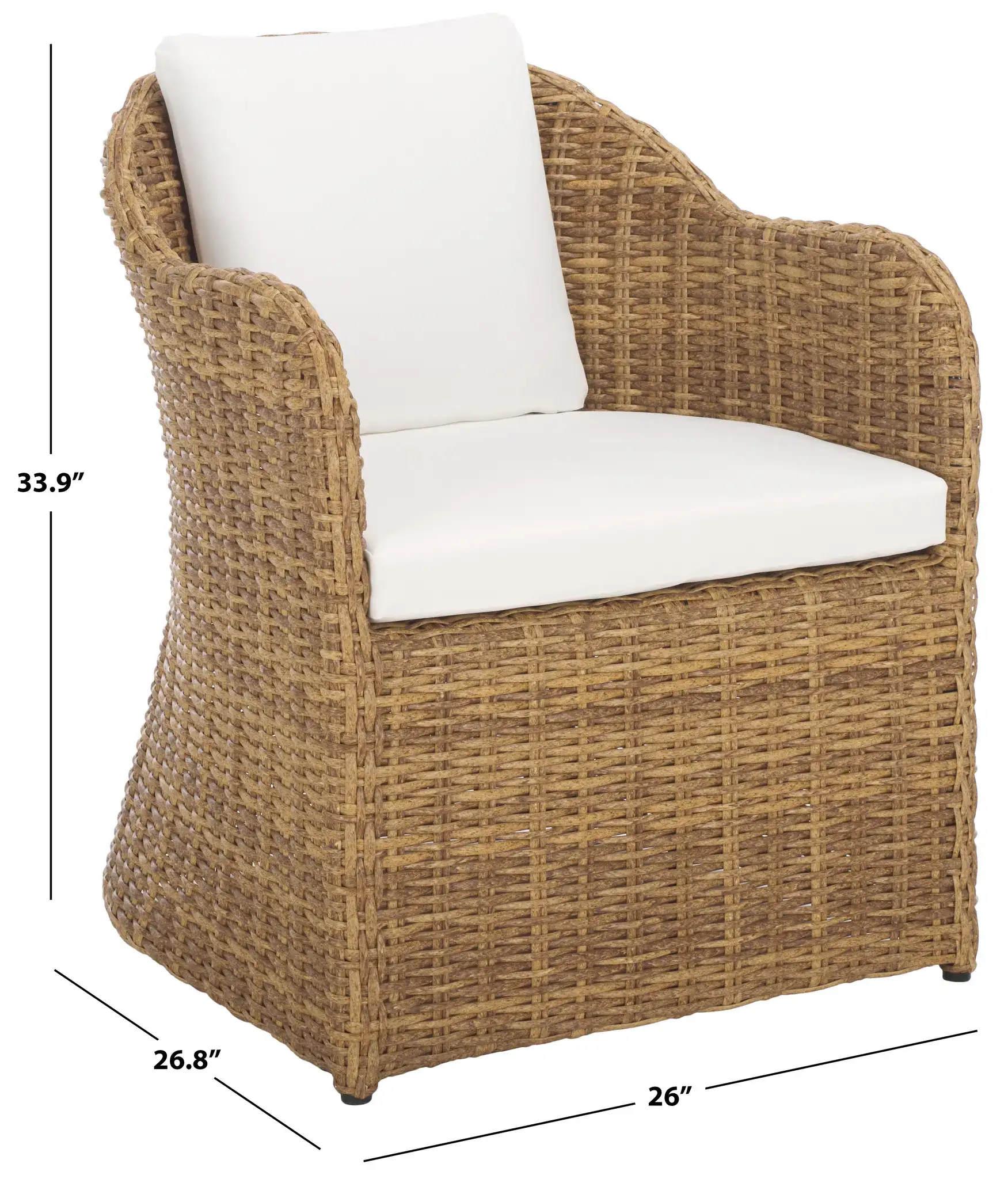 Melbourne Wicker Dining Chair in Natural / White, detail view