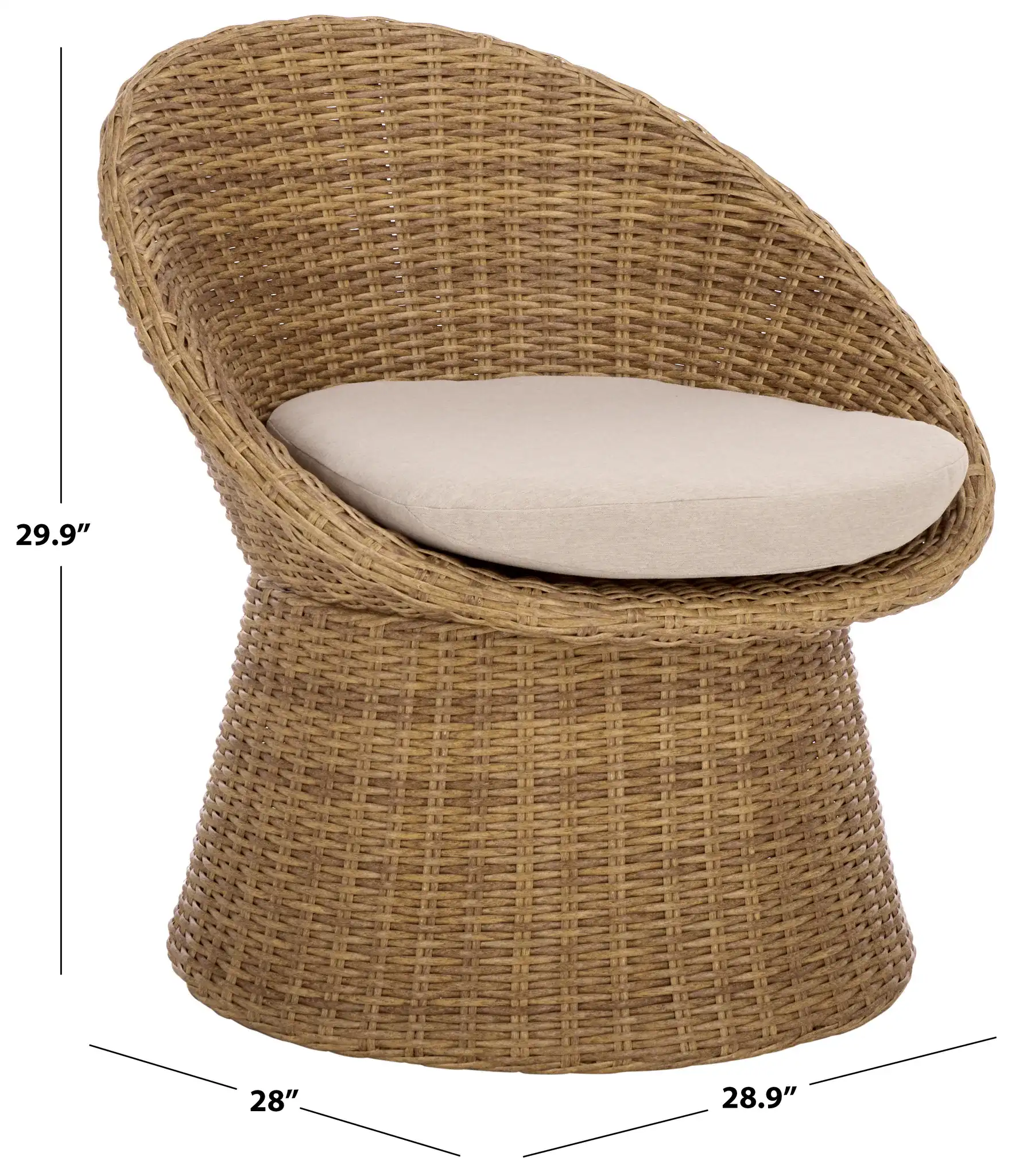 Lynsee Wicker Patio Chair in Natural, detail view