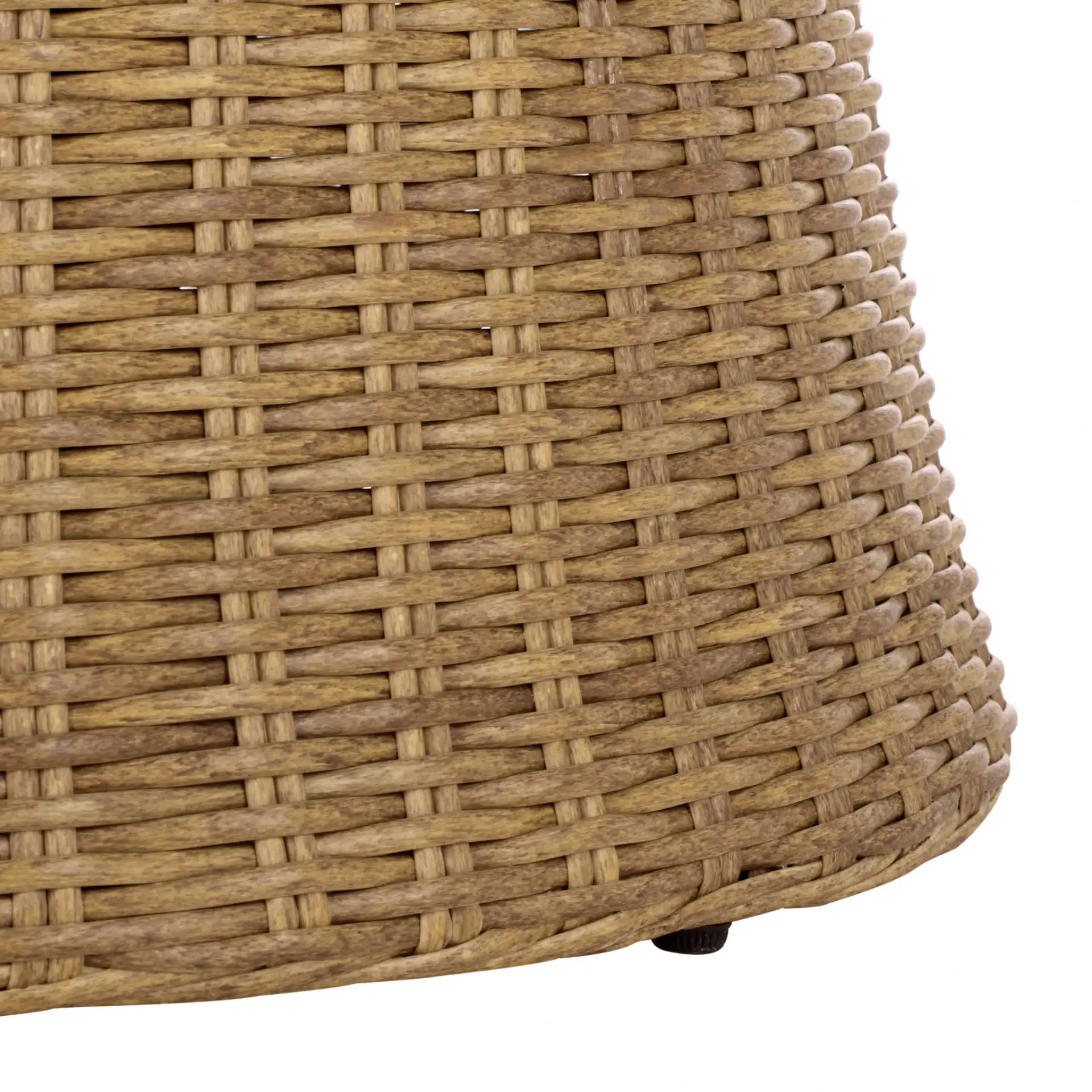Lynsee Wicker Patio Chair in Natural in a styled room