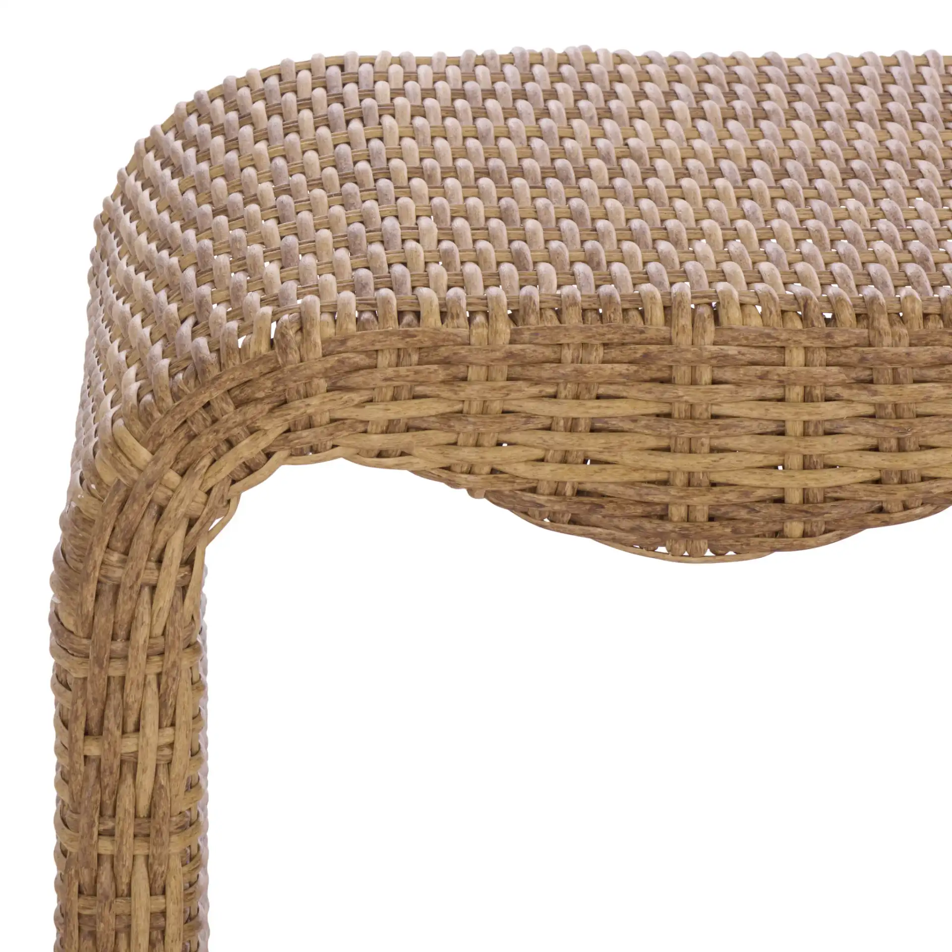 Lynsee Wicker Bench in Natural in a styled room