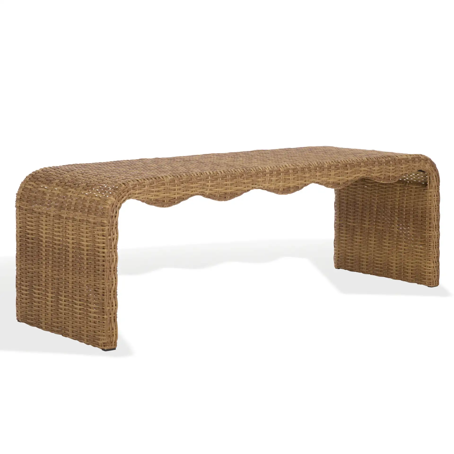 Lynsee Wicker Bench in Natural, detail view
