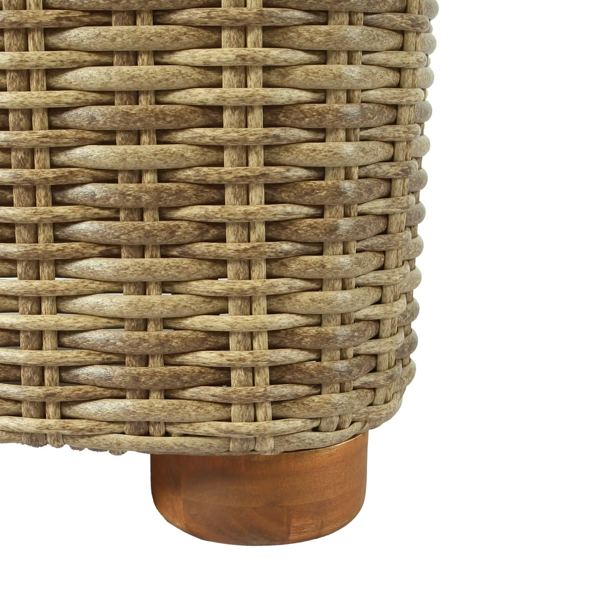 Melbourne Wicker Patio Loveseat in Natural / White, detail view