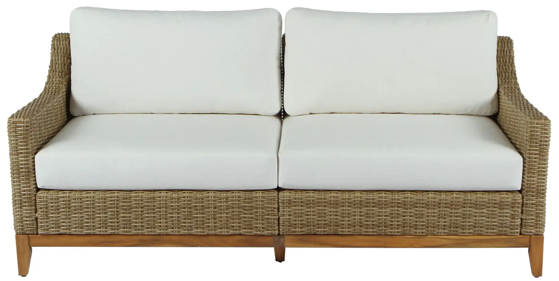 Pompeii Rattan Patio Sofa in Natural / White