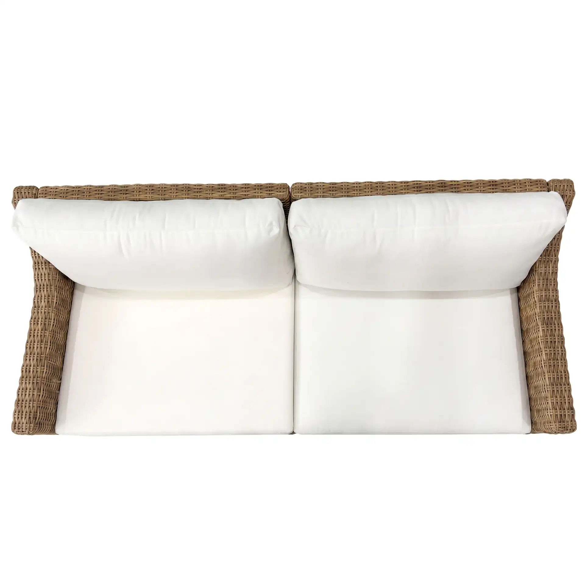 Pompeii Rattan Patio Sofa in Natural / White, detail view