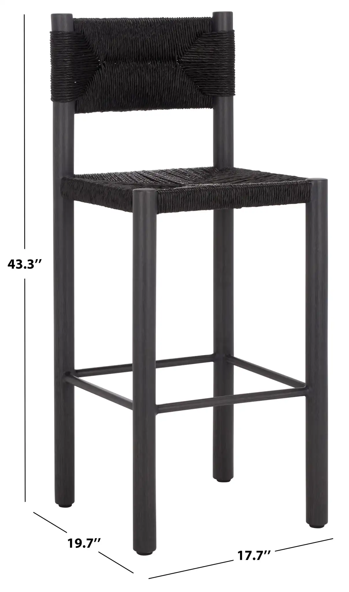 Romona Outdoor Barstool (Set of 2) in Black, detail view