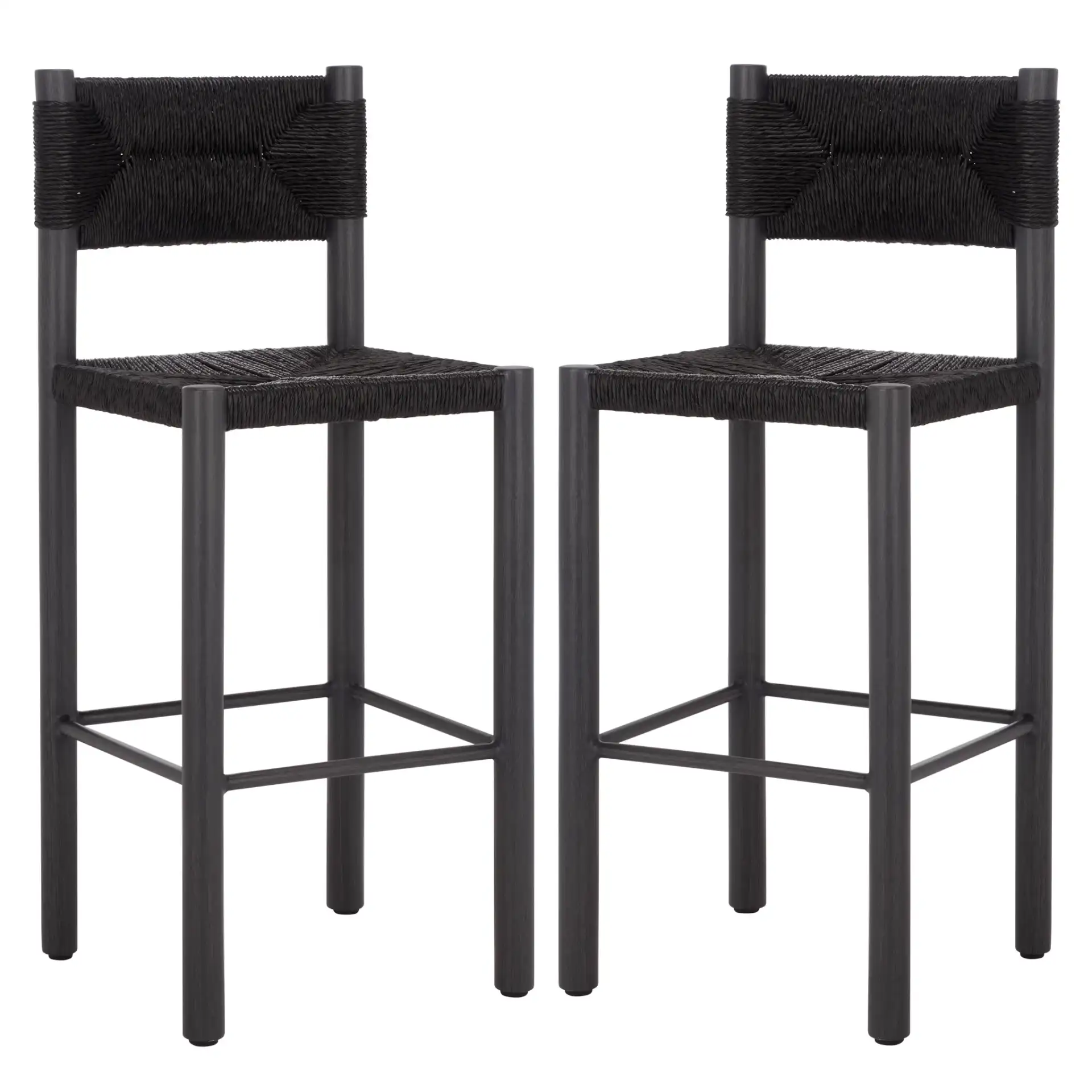 Romona Outdoor Barstool (Set of 2) in Black, detail view