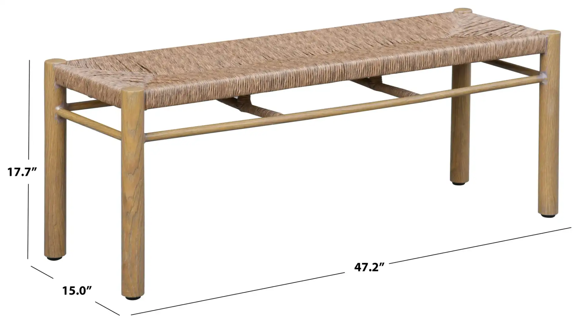 Romona Outdoor Bench in Natural, detail view