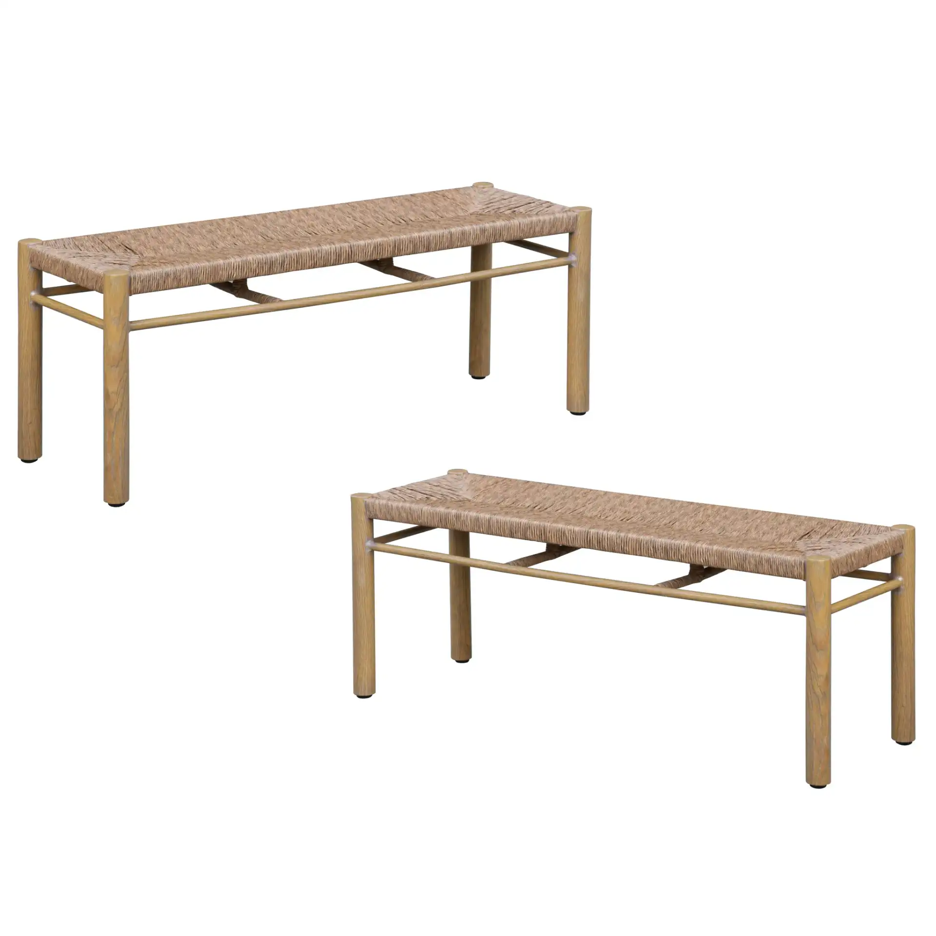 Romona Outdoor Bench in Natural, detail view