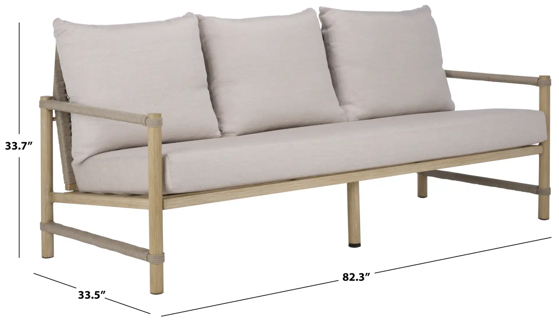 Dorianna Aluminum Patio Sofa in Sand / Beige, detail view