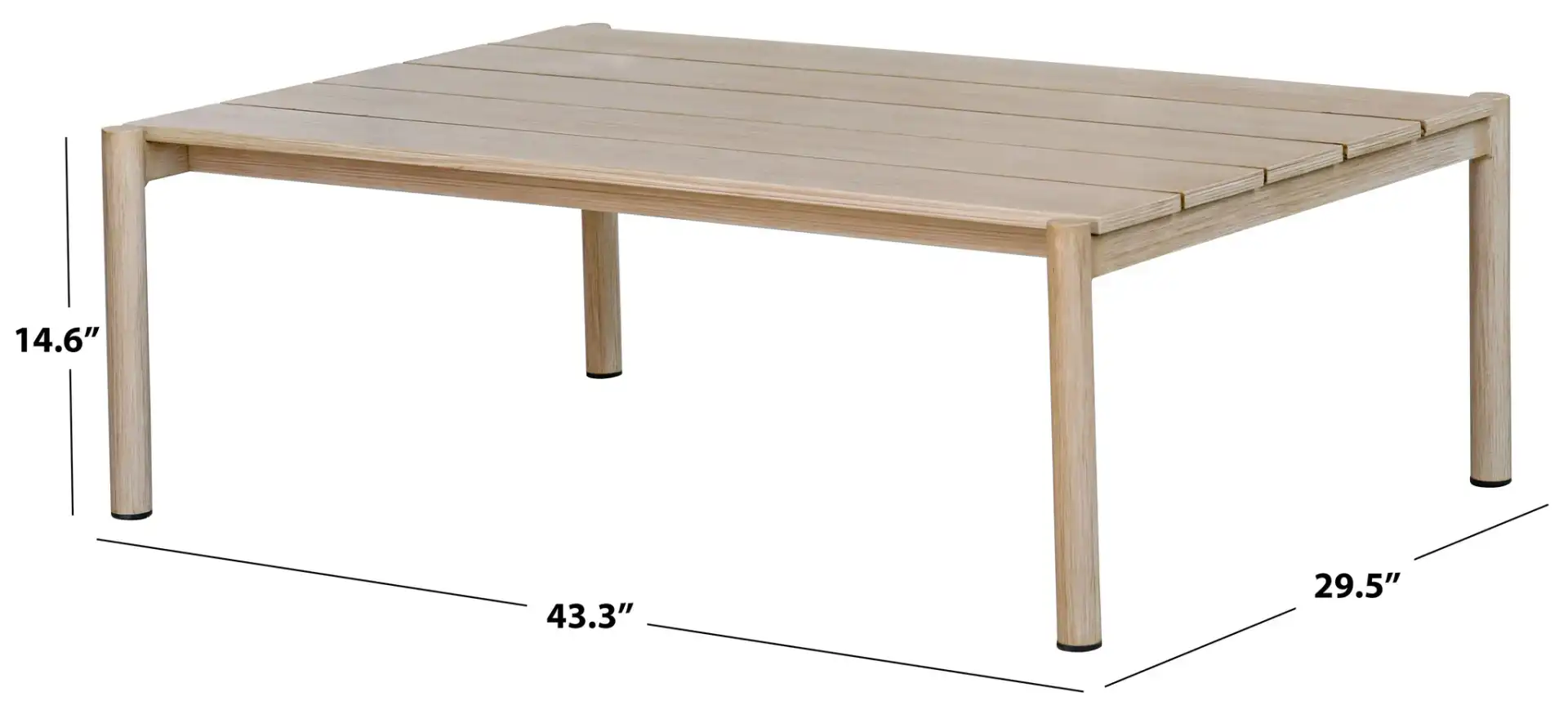Dorianna Aluminum Coffee Table in Sand, detail view
