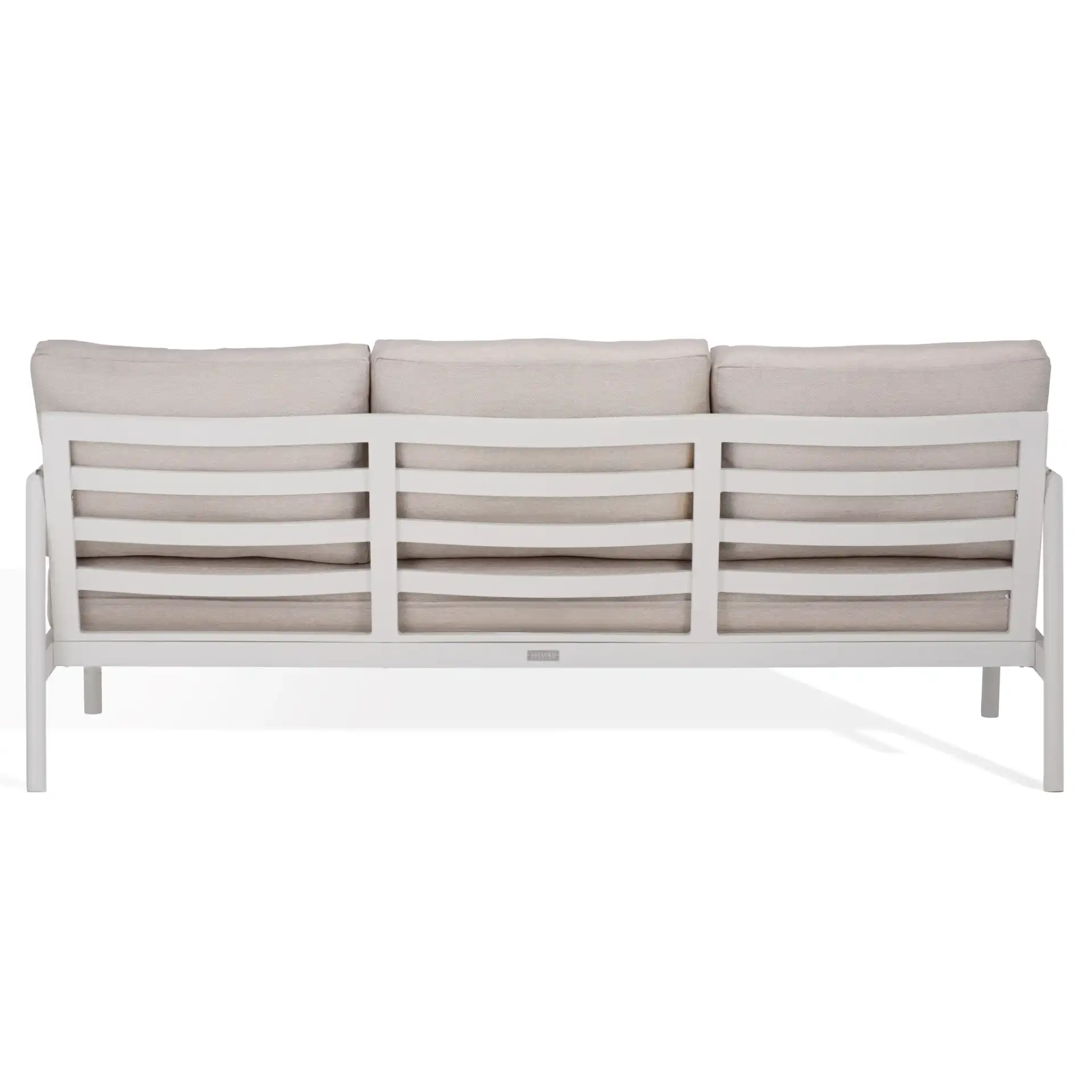 Chryssa Aluminum Patio Sofa in White / Beige, detail view