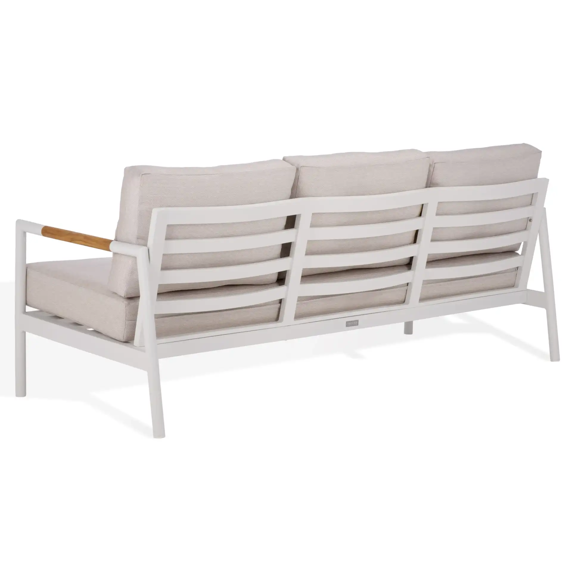 Chryssa Aluminum Patio Sofa in White / Beige, detail view