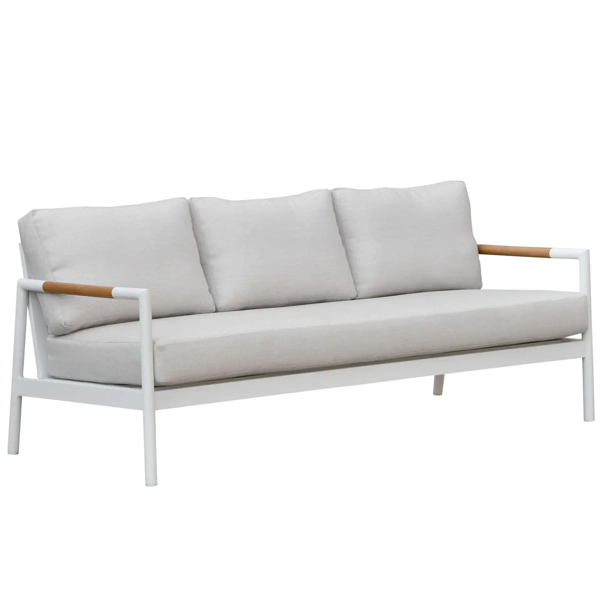Chryssa Aluminum Patio Sofa in White / Beige, detail view