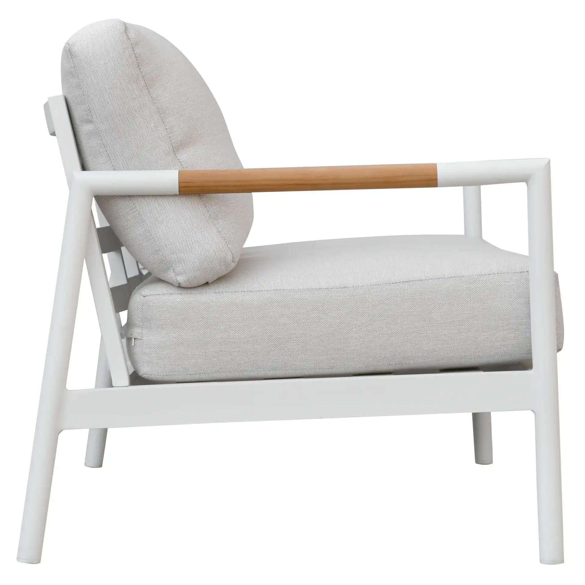 Chryssa Aluminum Patio Sofa in White / Beige, detail view