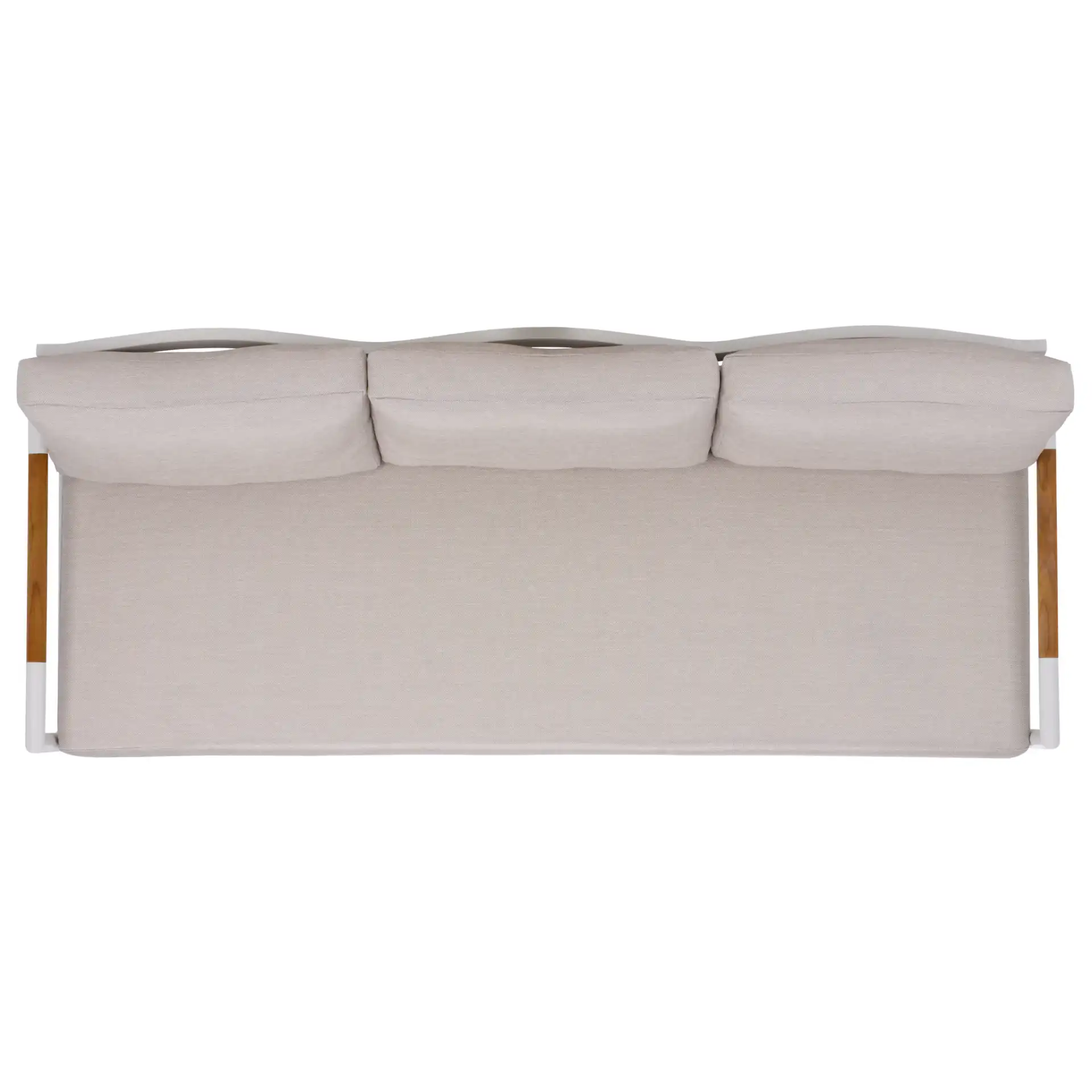 Chryssa Aluminum Patio Sofa in White / Beige, detail view
