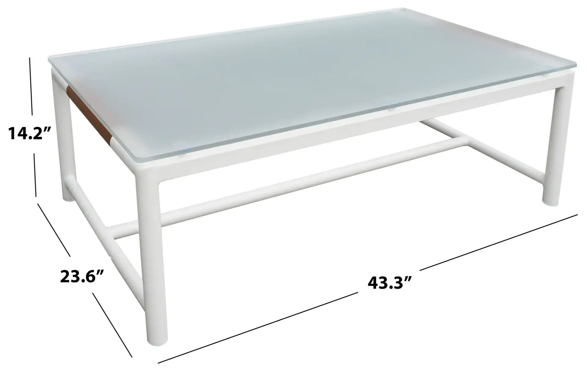 Chryssa Aluminum Coffee Table in White, detail view