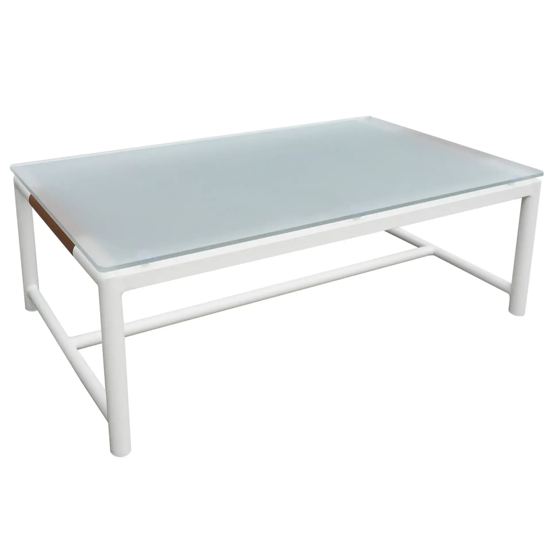 Chryssa Aluminum Coffee Table in White, detail view