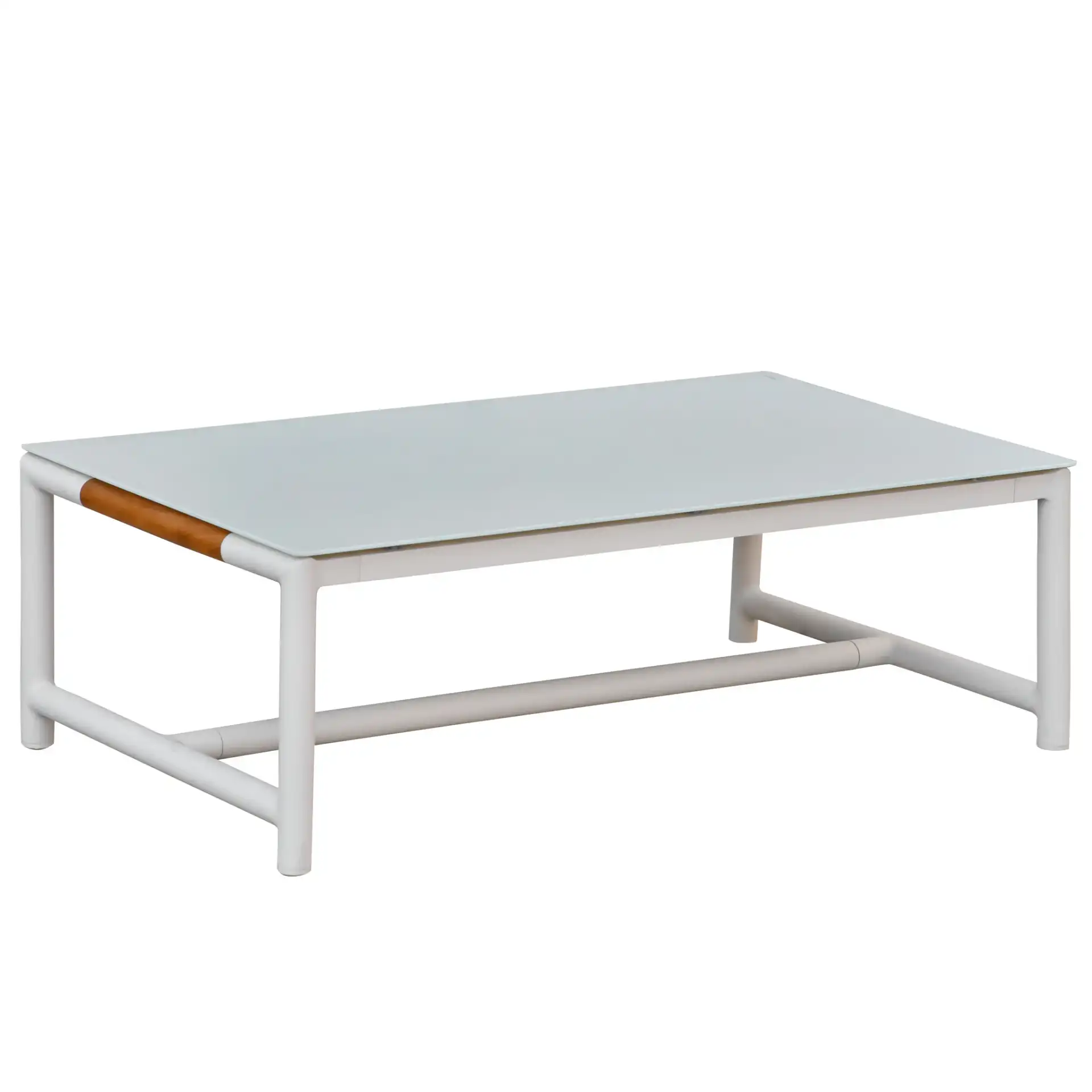 Chryssa Aluminum Coffee Table in White, detail view