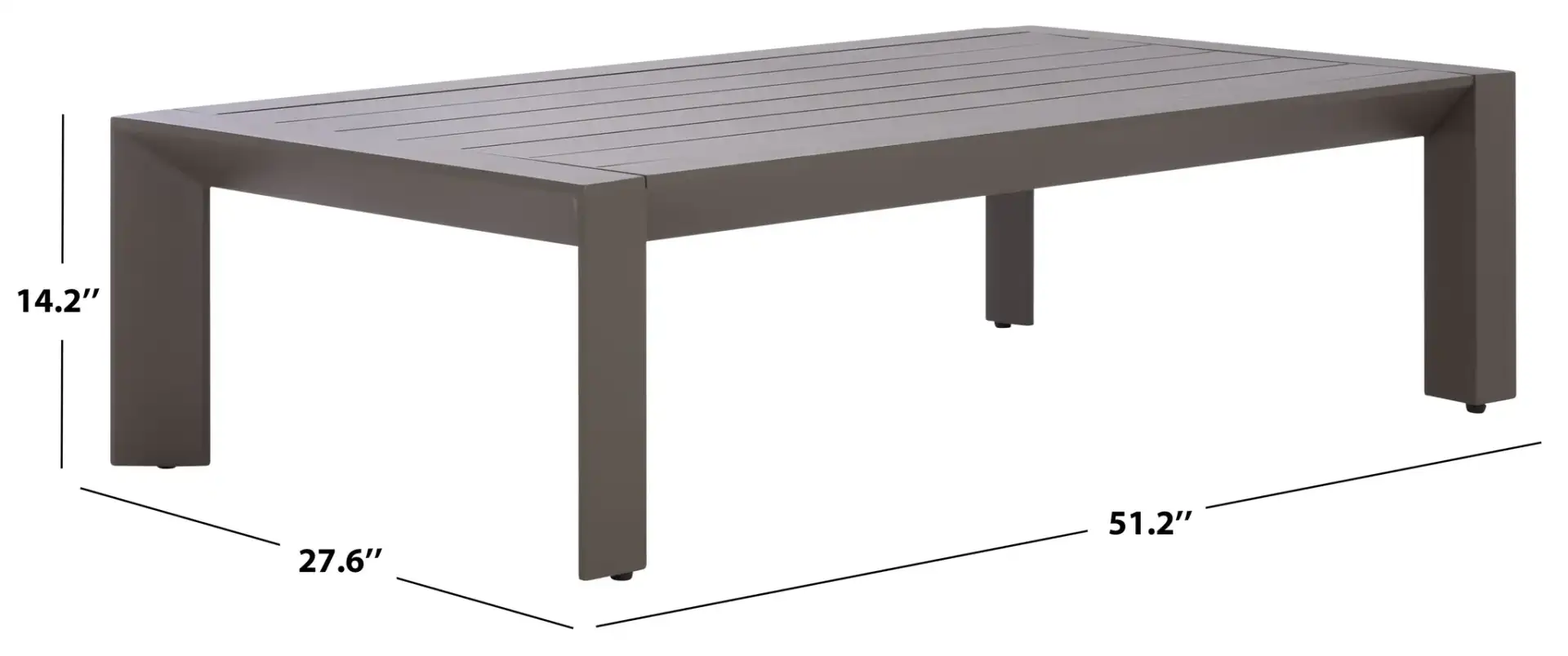 Donaldo Aluminum Coffee Table in Dark Gray, detail view