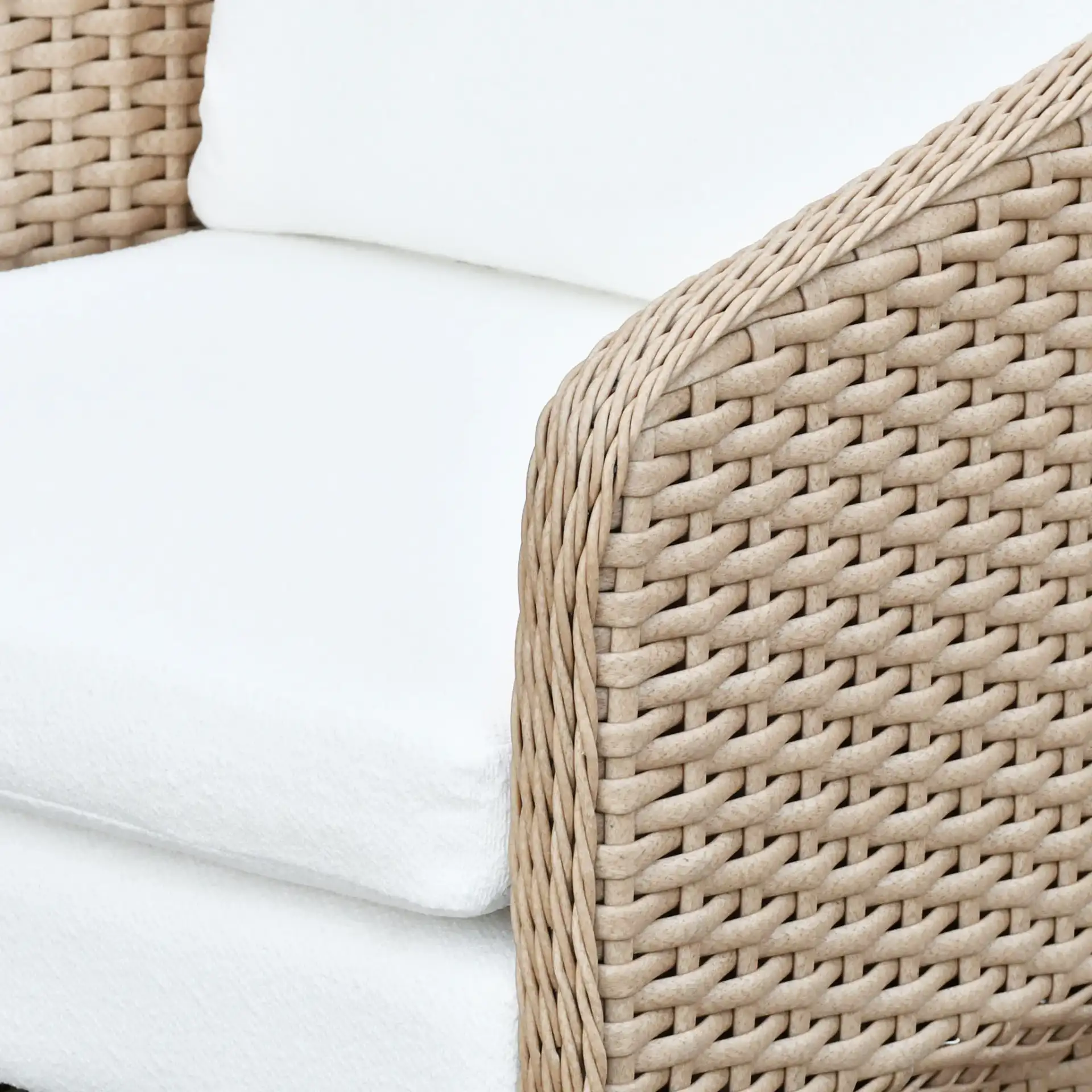Giuseppe Rattan Weaving Chair in Natural / White in a styled room