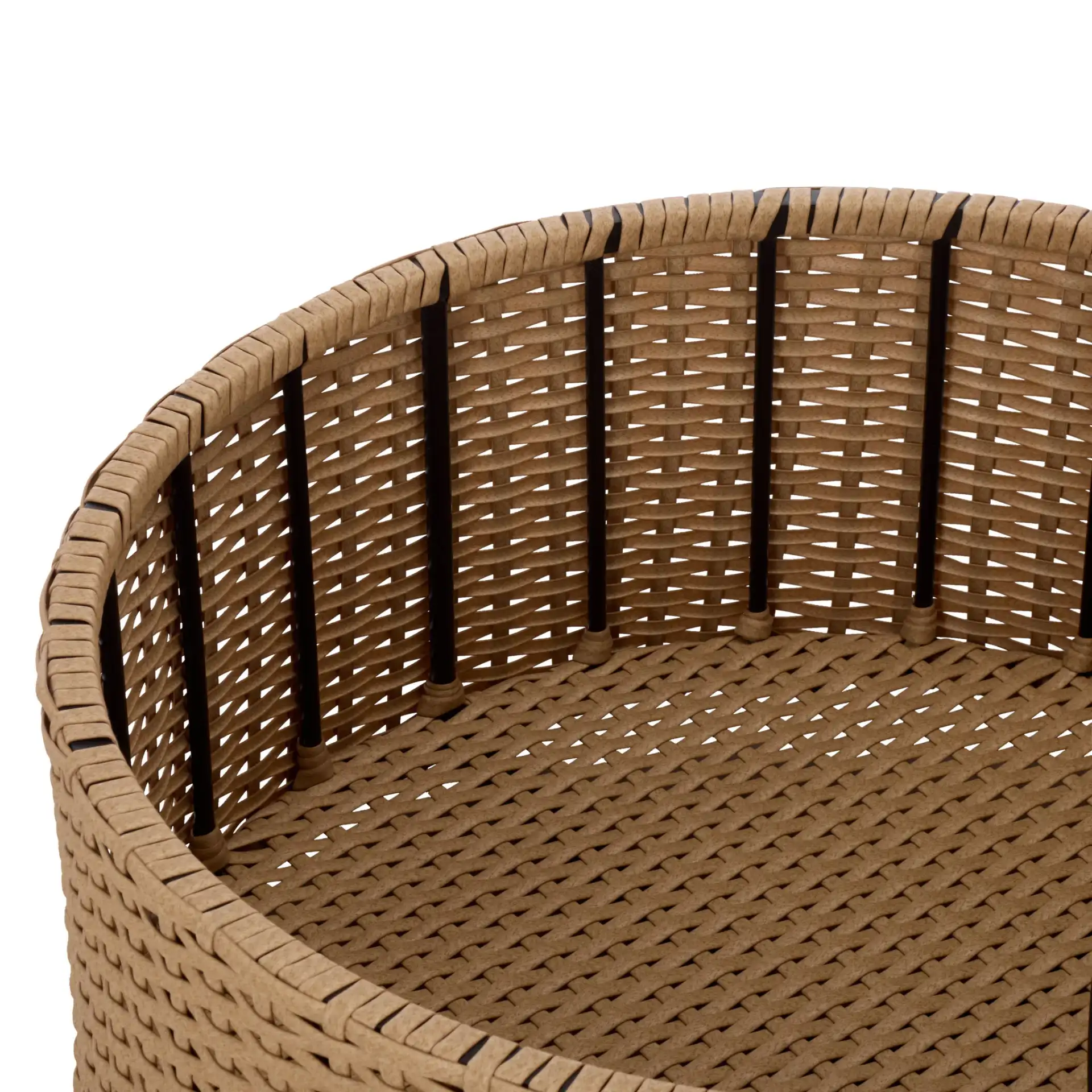 Cleandra Patio Coffee Table in Natural / Black in a styled room