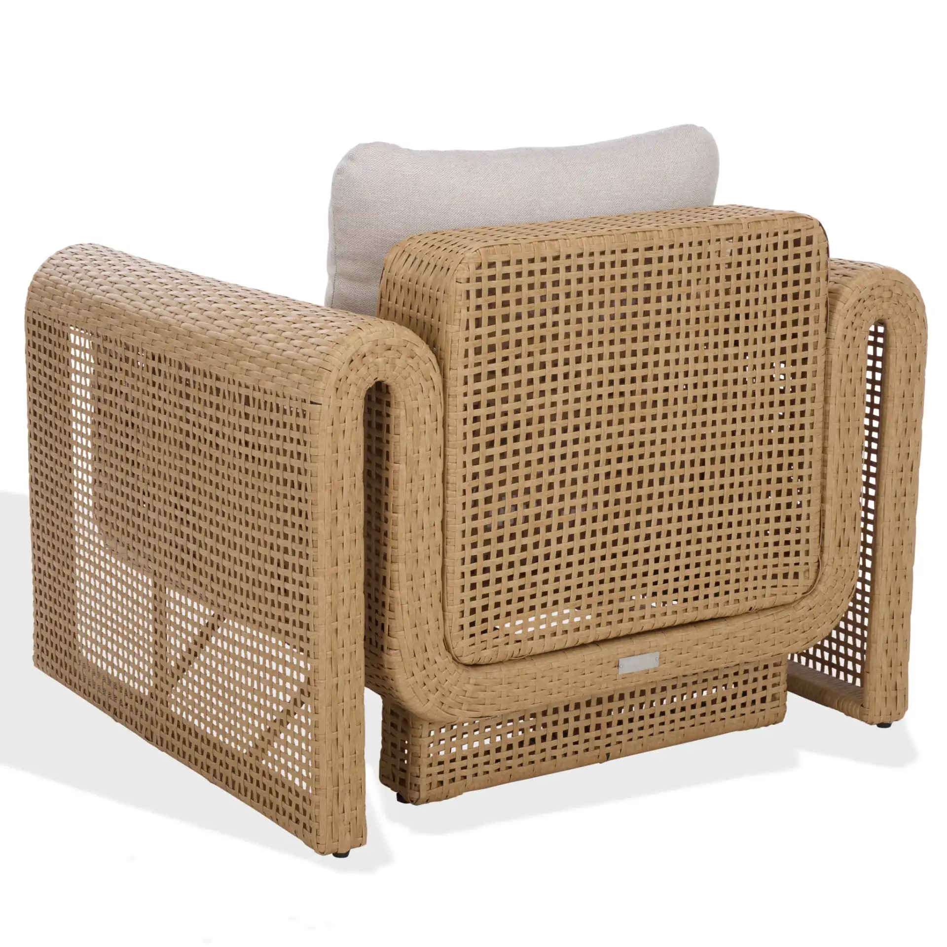 Cleandra Wicker Patio Chair in Natural / Beige, detail view