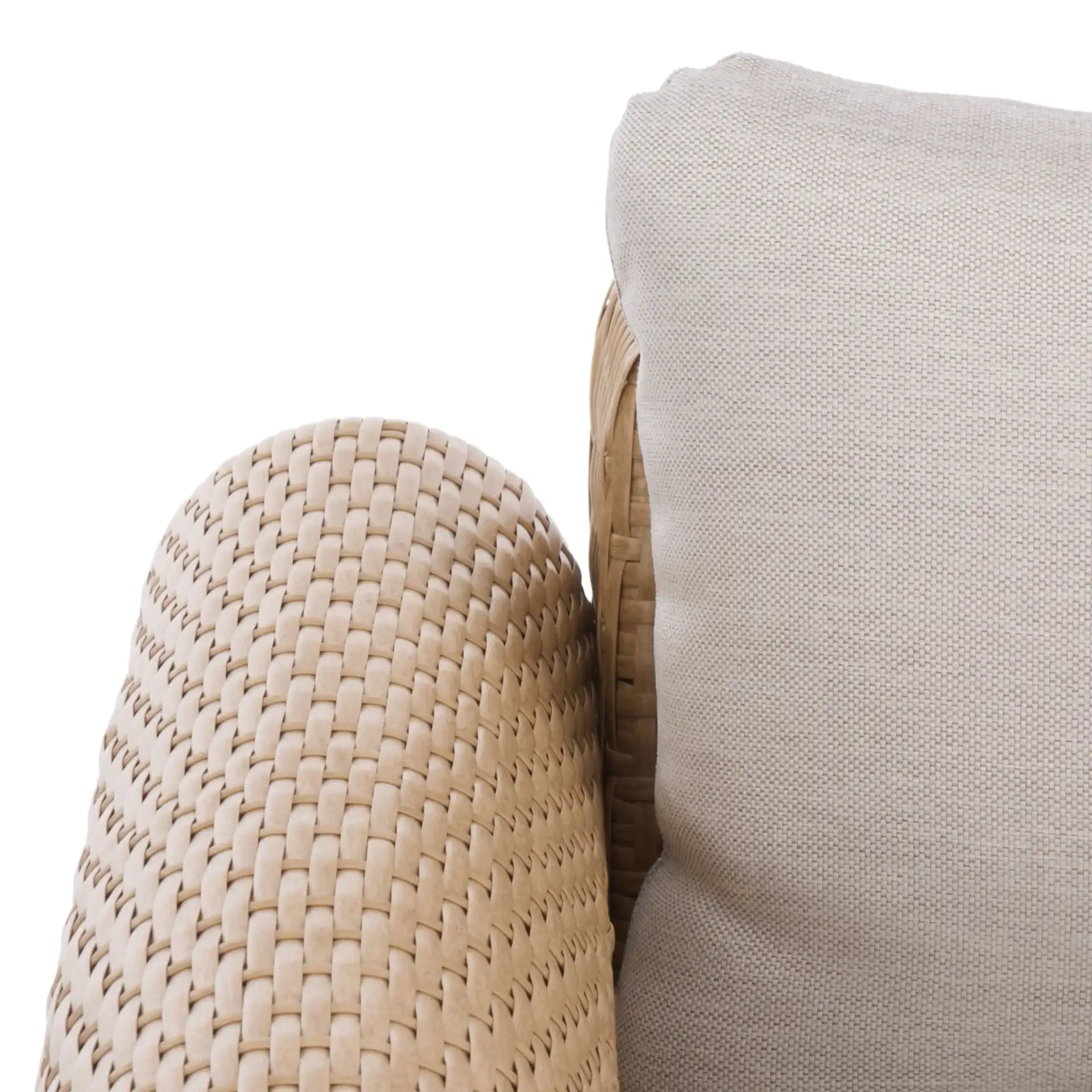 Cleandra Wicker Patio Chair in Natural / Beige in a styled room