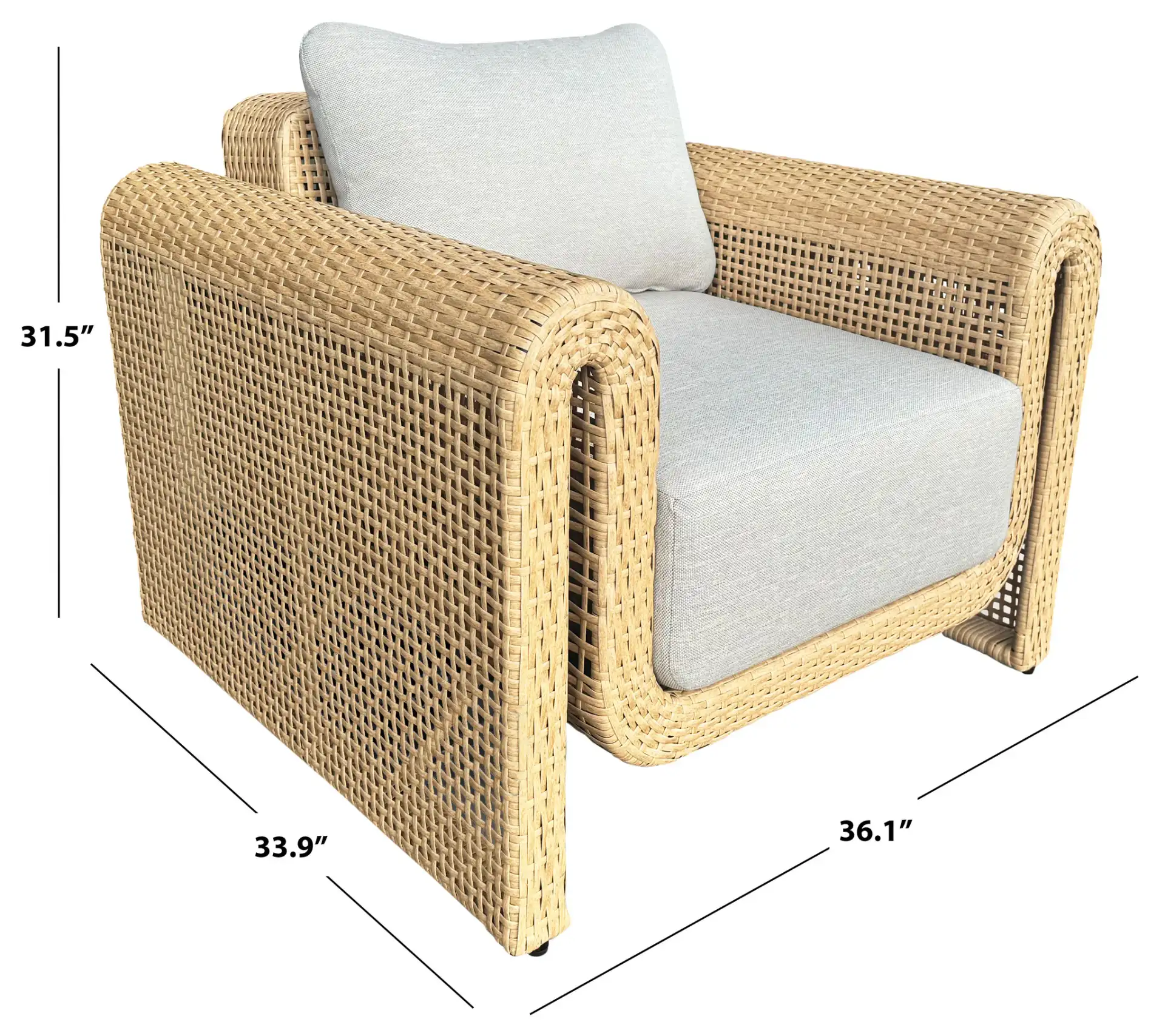Cleandra Wicker Patio Chair in Natural / Beige, detail view