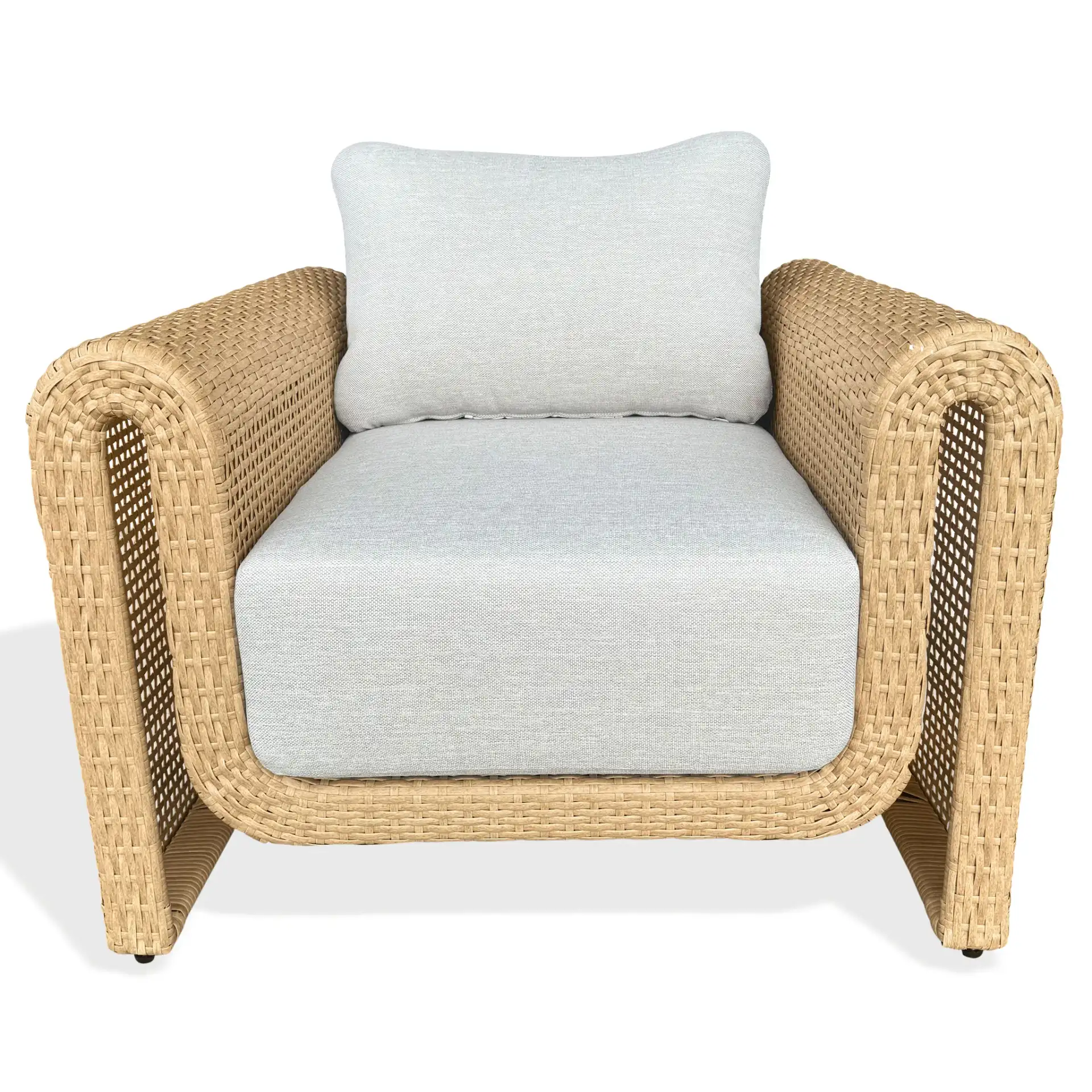 Cleandra Wicker Patio Chair in Natural / Beige, detail view