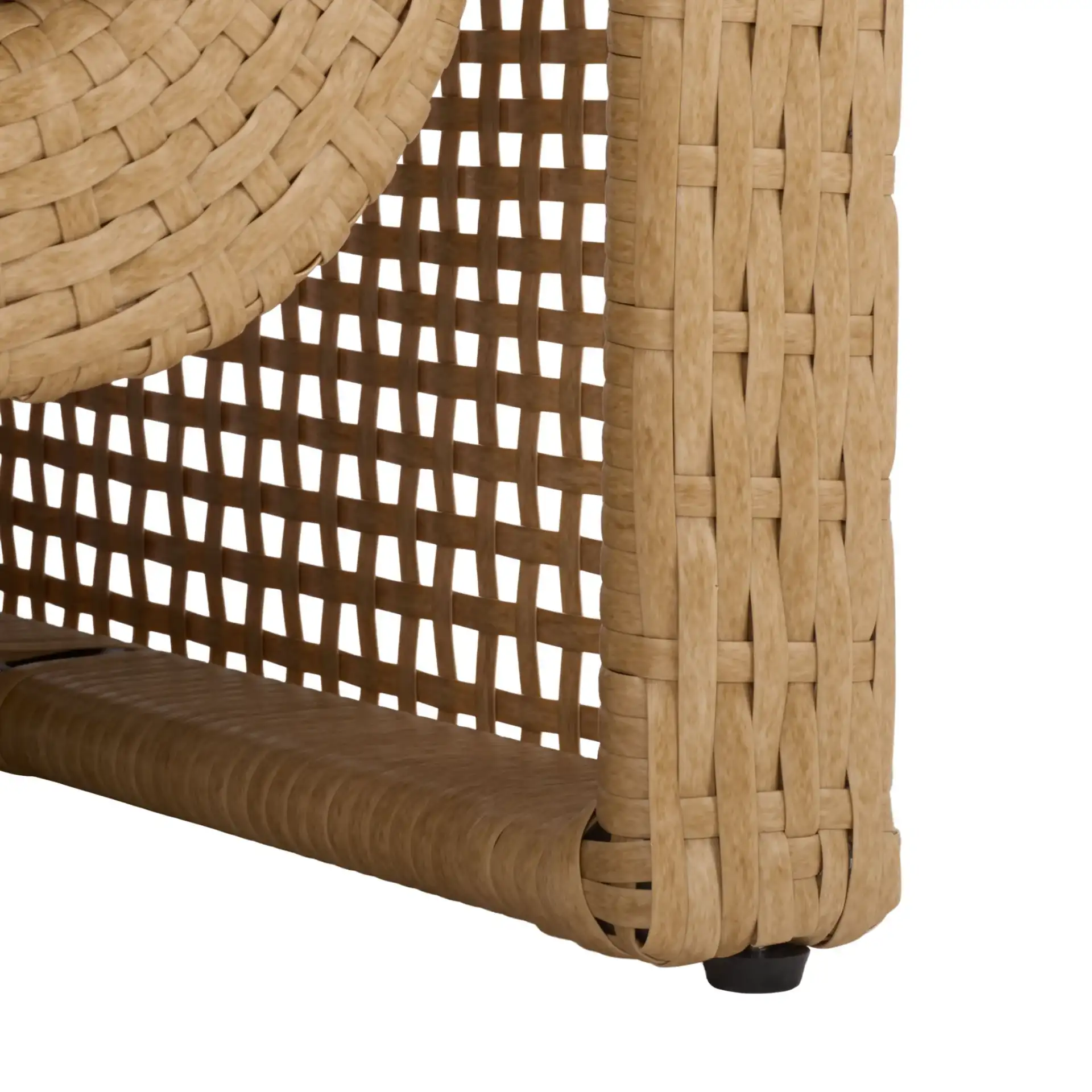 Cleandra Wicker Patio Chair in Natural / Beige in a styled room