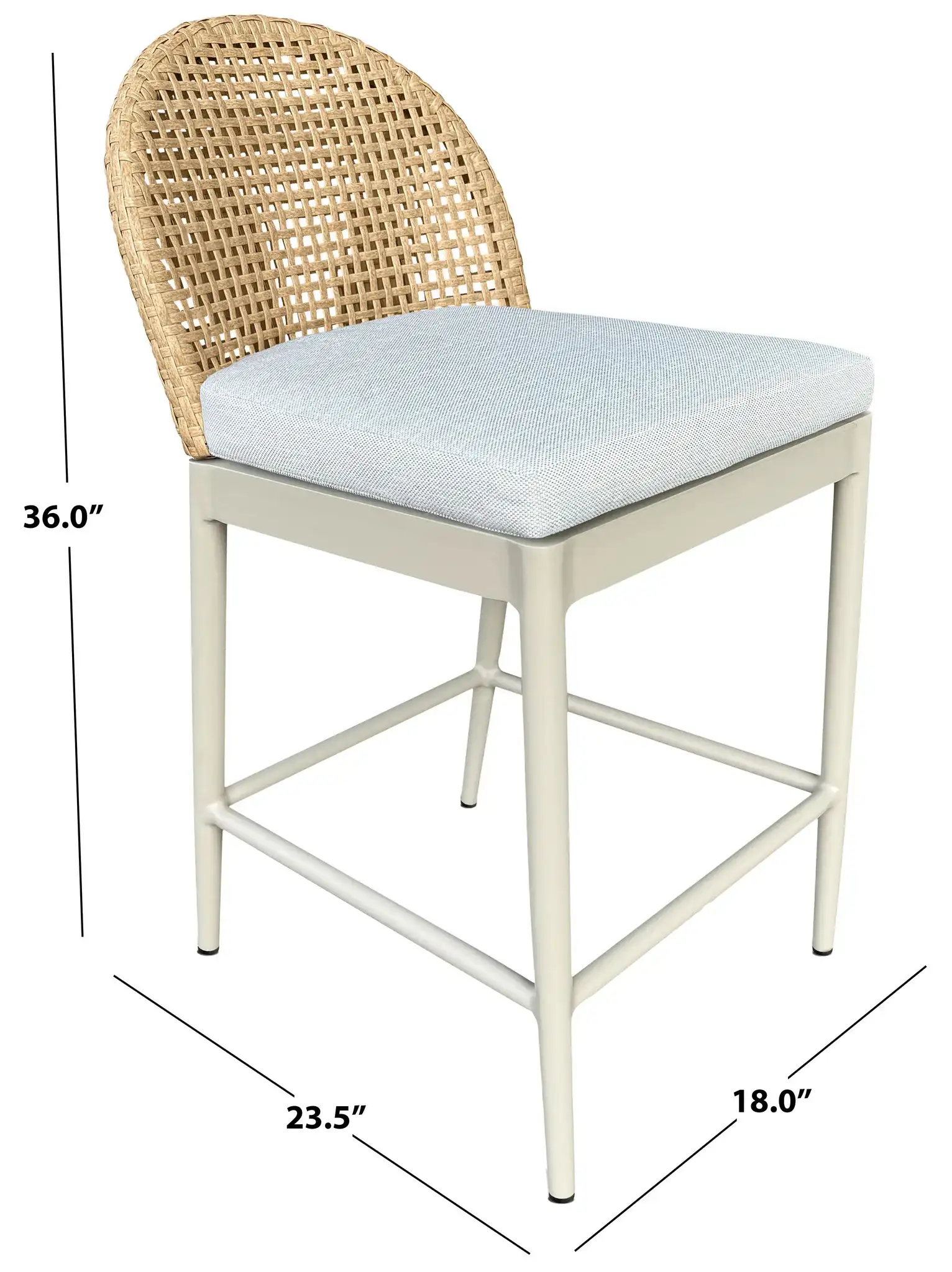 Rosalind Patio Counter Stool in Light Gray / Beige, detail view
