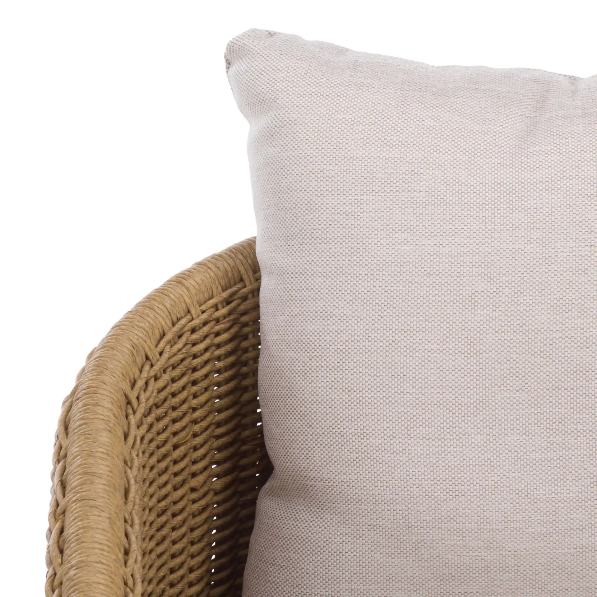 Donya Wicker Patio Chair in Natural / Beige in a styled room