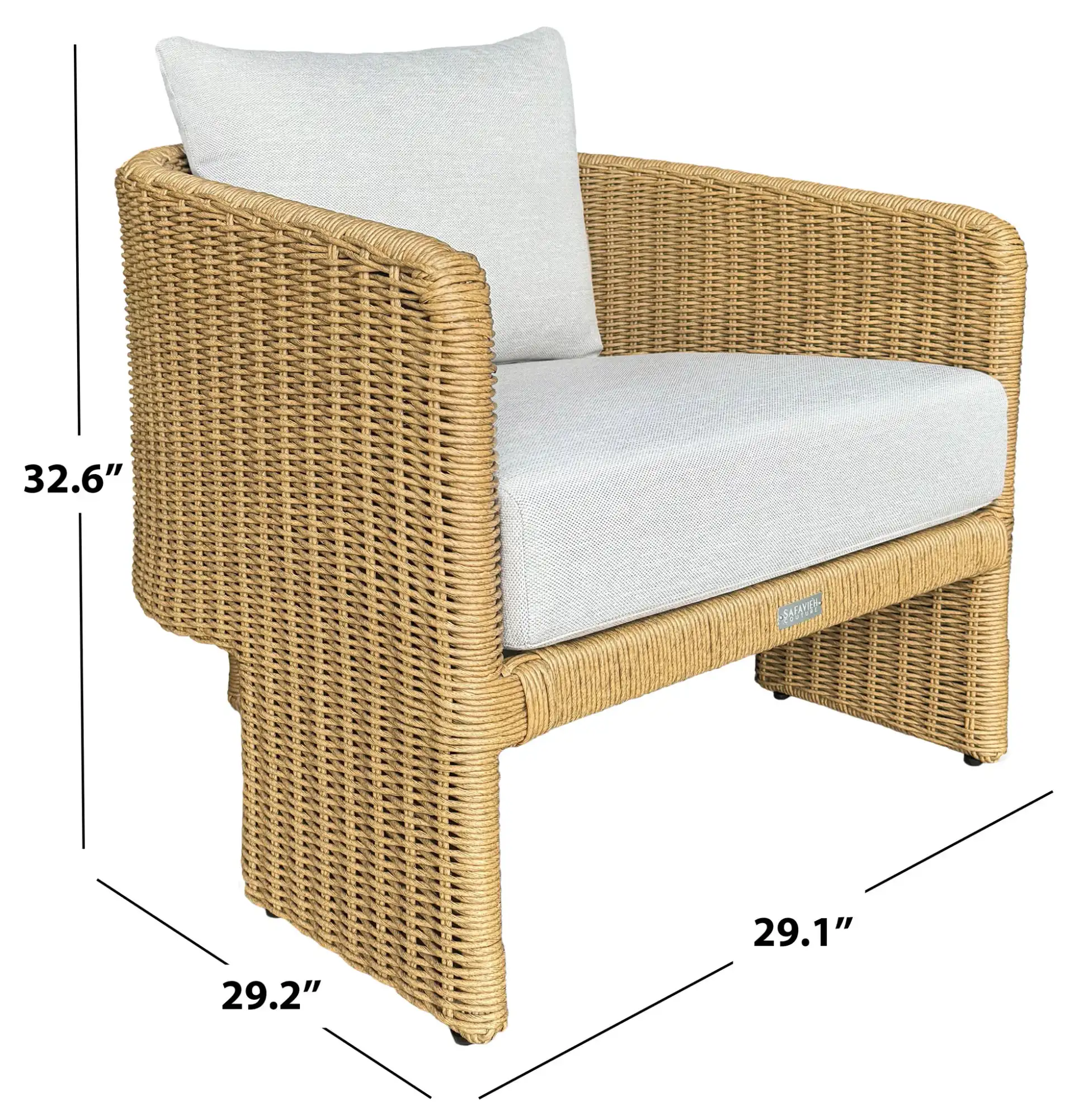 Donya Wicker Patio Chair in Natural / Beige, detail view