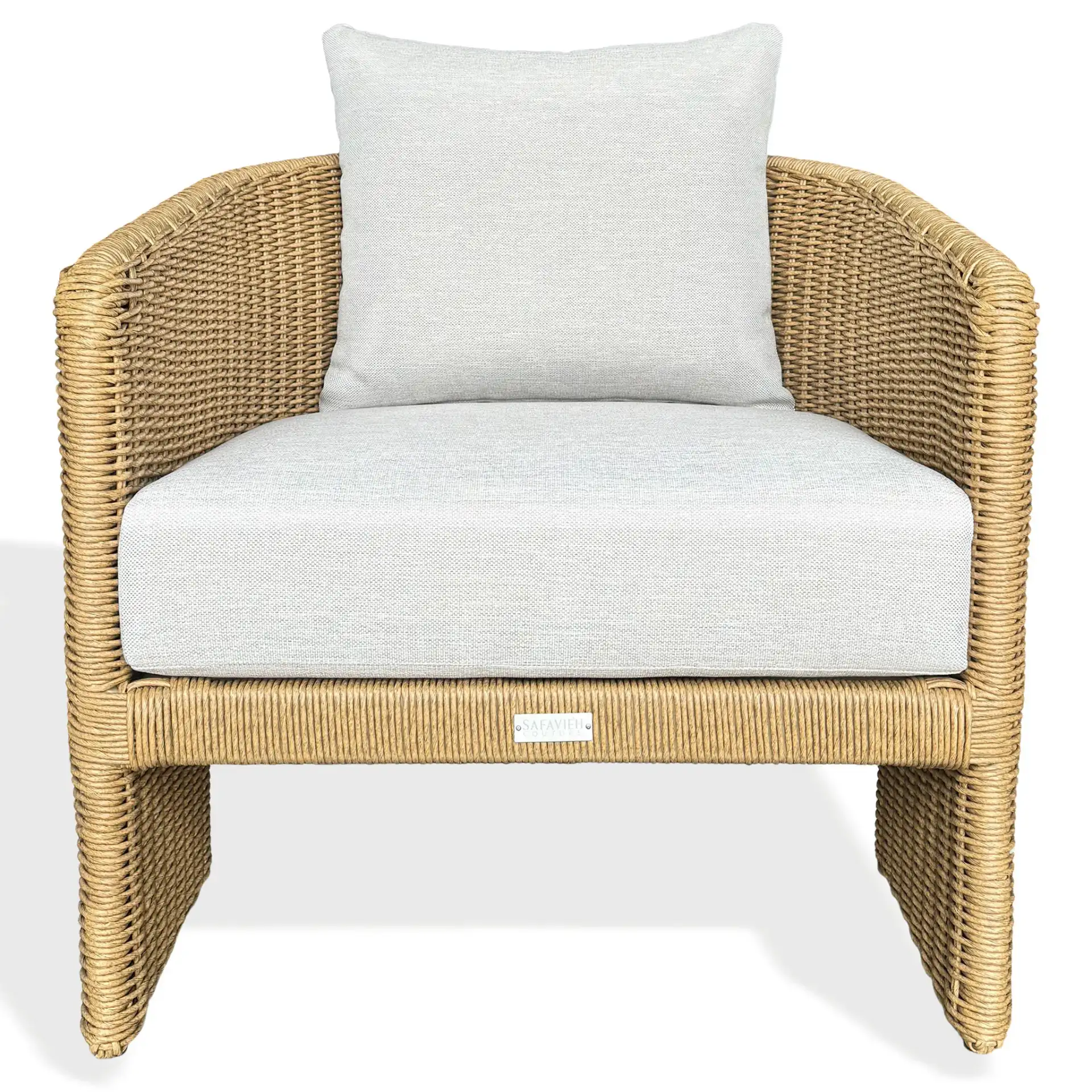 Donya Wicker Patio Chair in Natural / Beige, detail view