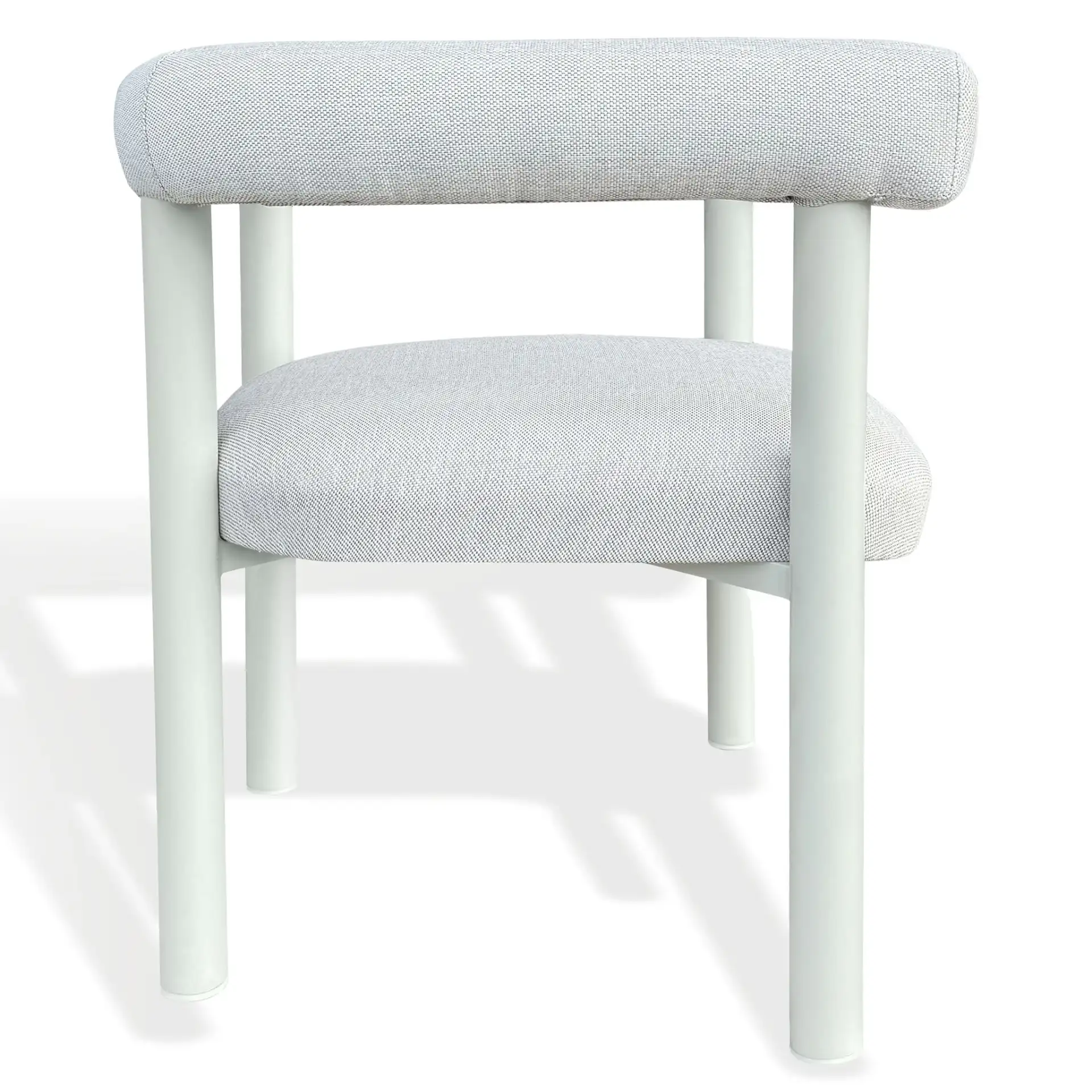 Larissa Patio Dining Chair in White / Beige, detail view