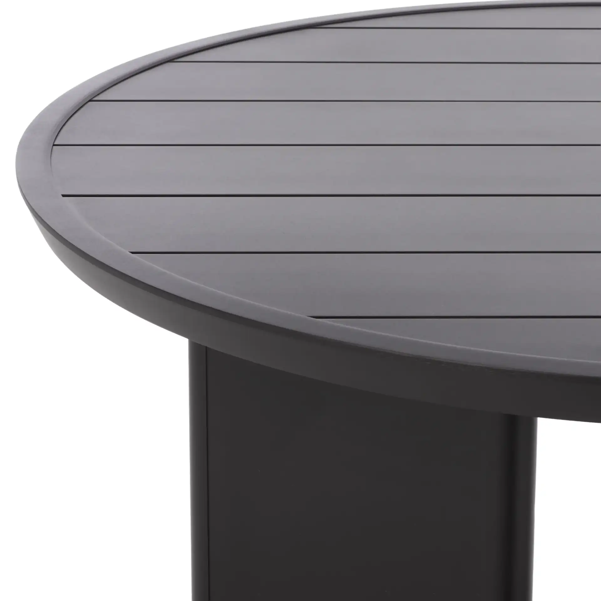 Bethlyn Patio Dining Table in Black in a styled room