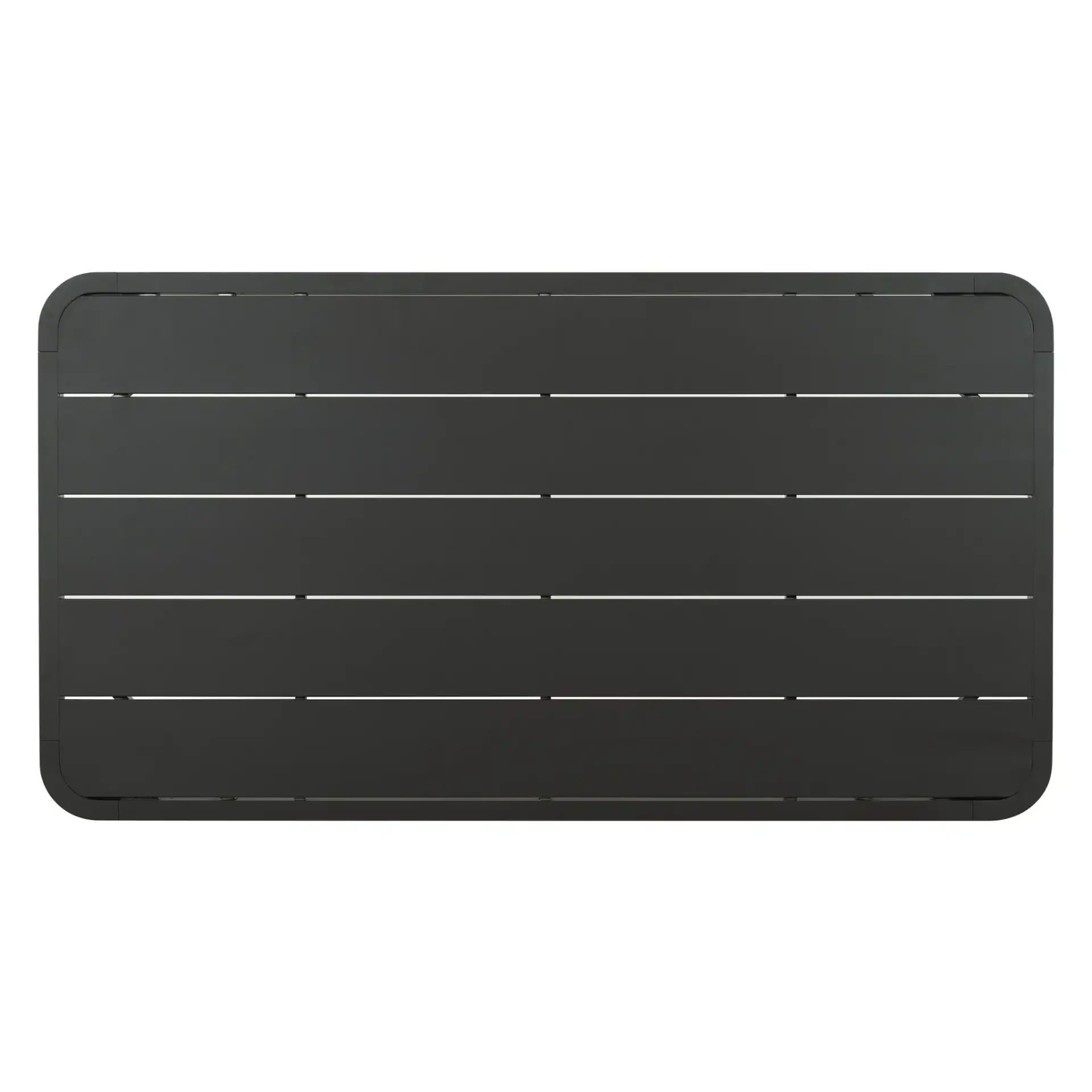 Leilani Aluminum Dining Table in Dark Gray, detail view