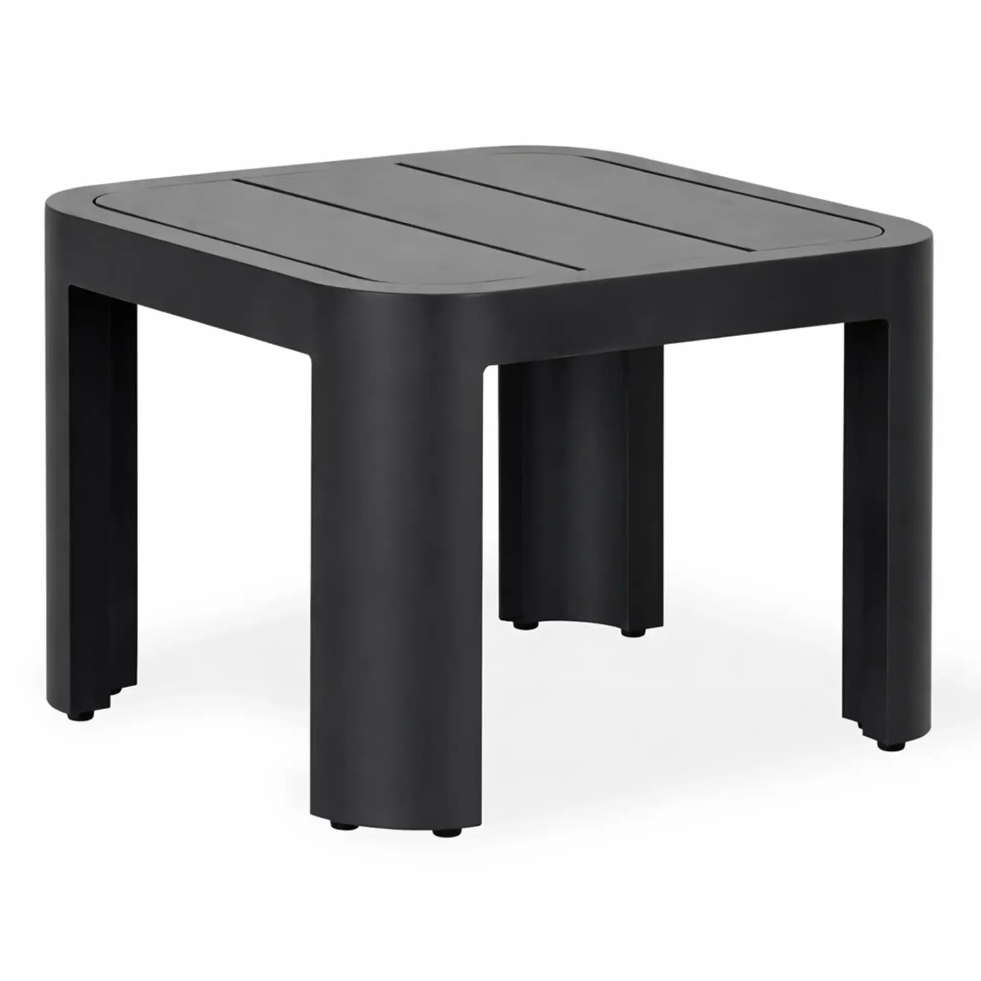 Leilani Aluminum Accent Table in Dark Gray, detail view